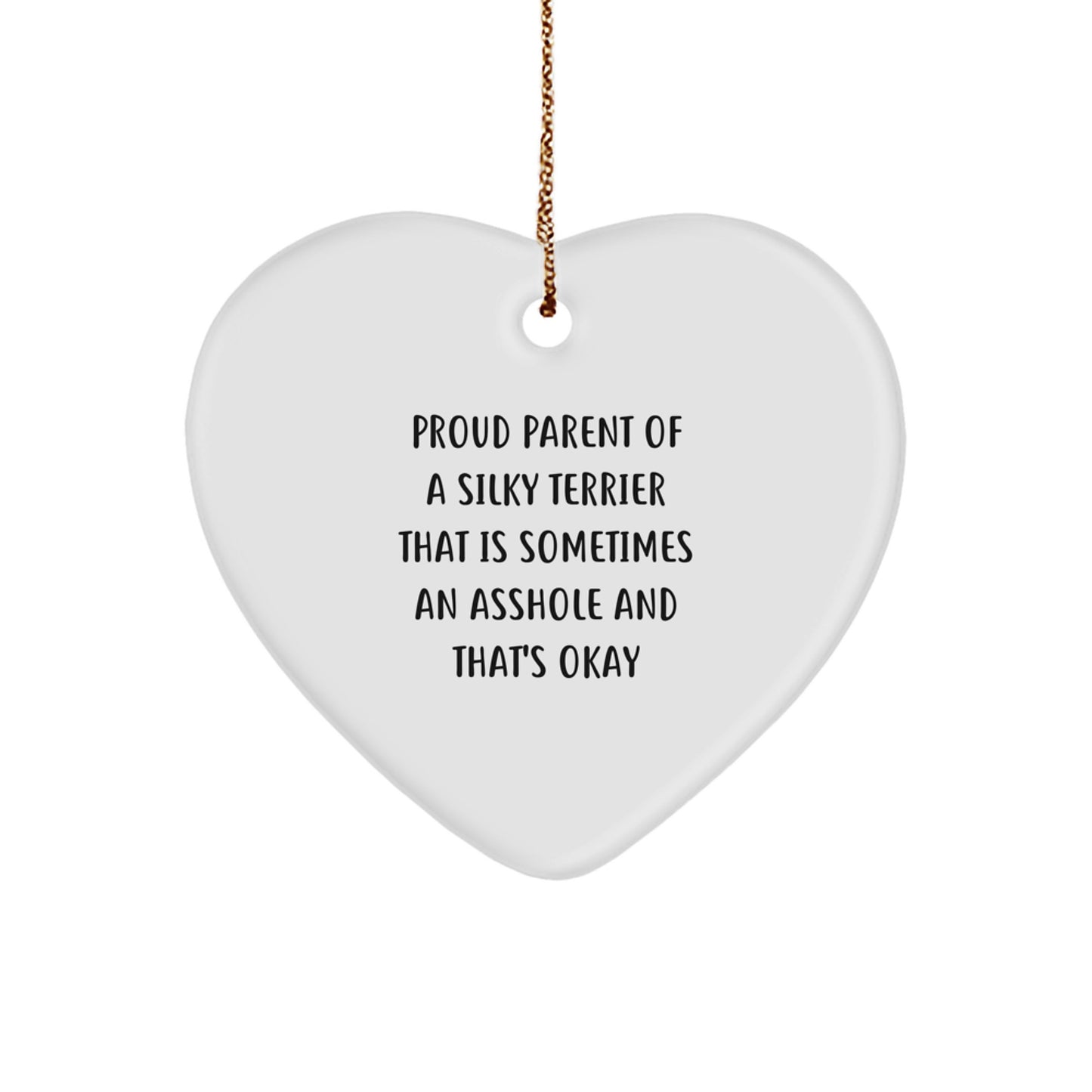 Funny Silky Terrier Dog Mom Gifts from Family for Christmas Unique Heart Ornament - Image 1