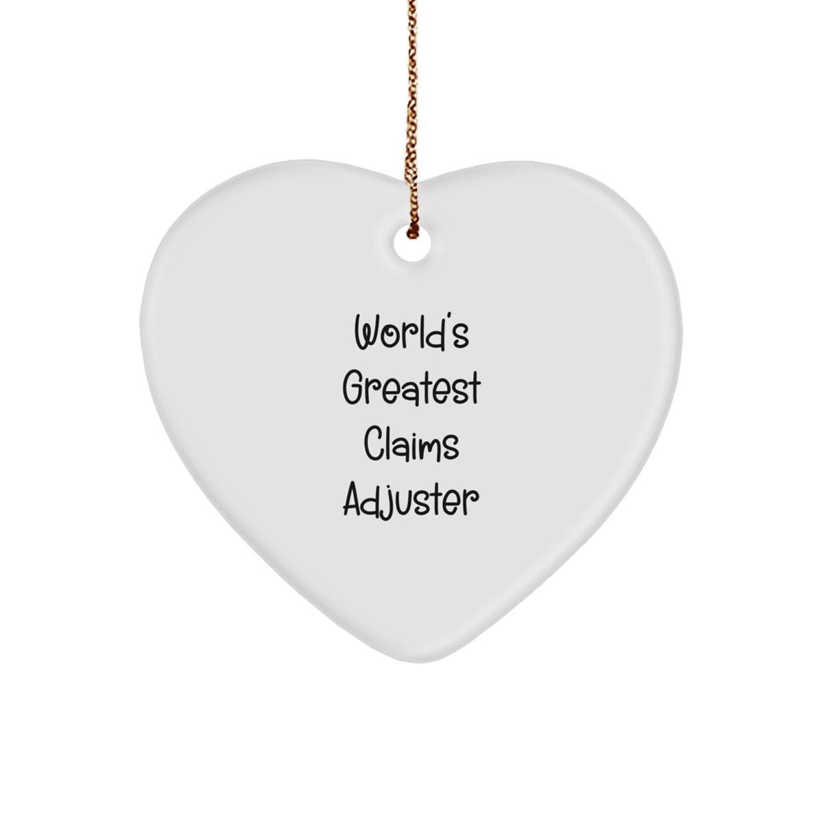 Funny Claims Adjuster Gifts from Men to Women Friends and Family, World's Greatest Heart Ornament for Christmas Unique Presents - Image 1