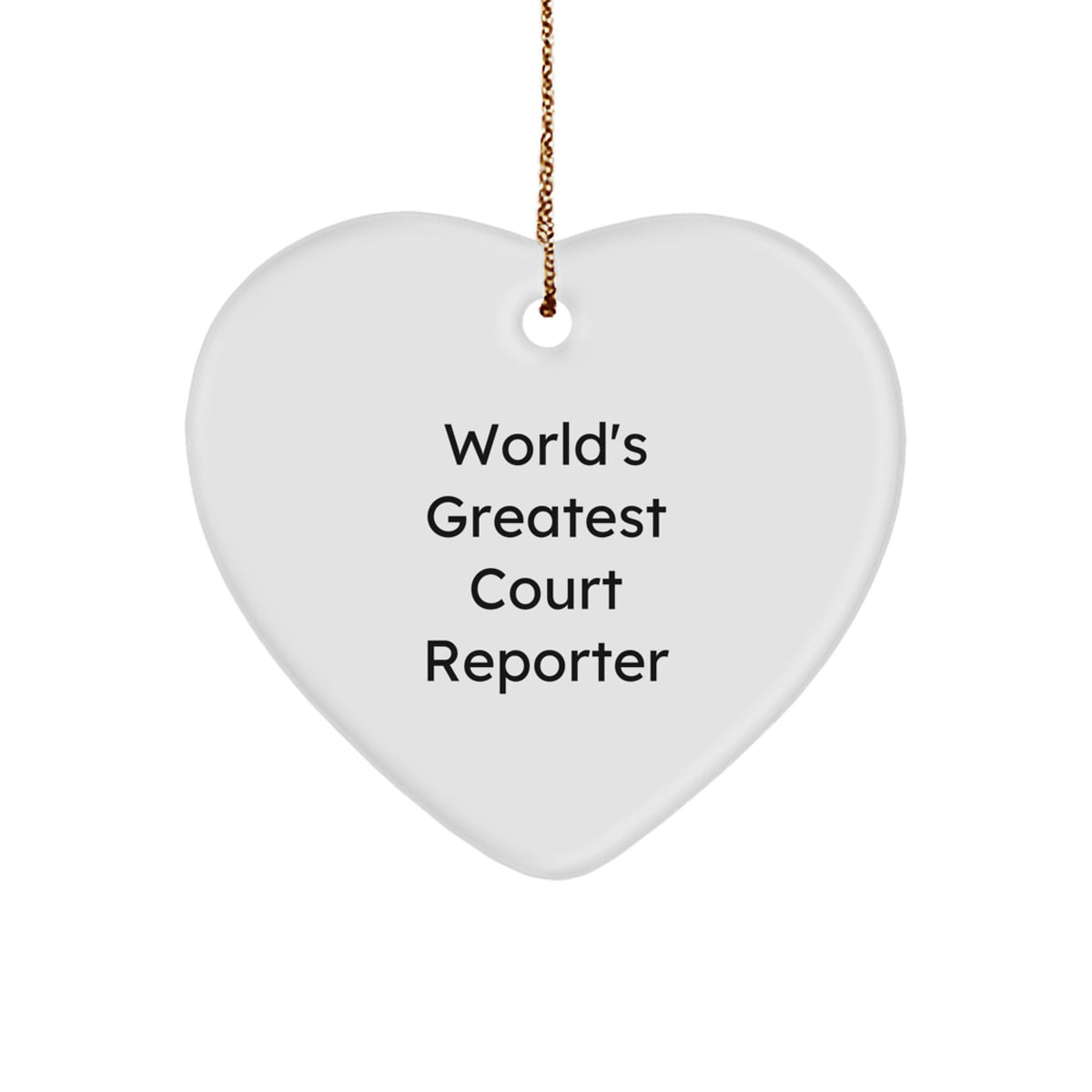 Court Reporter Keepsake White Heart Christmas Ornament for Him Gift - Image 1