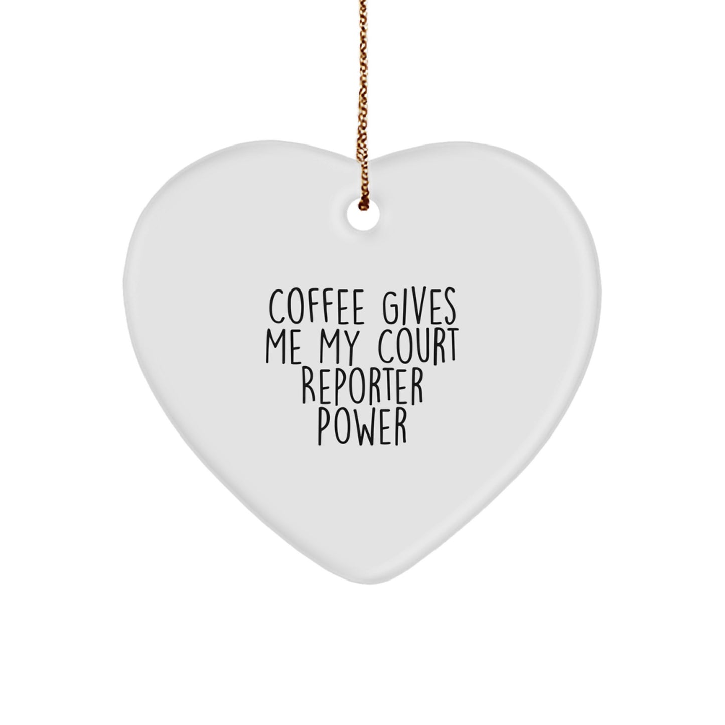 Funny Court Reporter Gifts for Court Reporters - Inspirational Heart Ornament with Coffee Quotes, Gifts from Friends for Coworkers during Christmas Season - Image 1