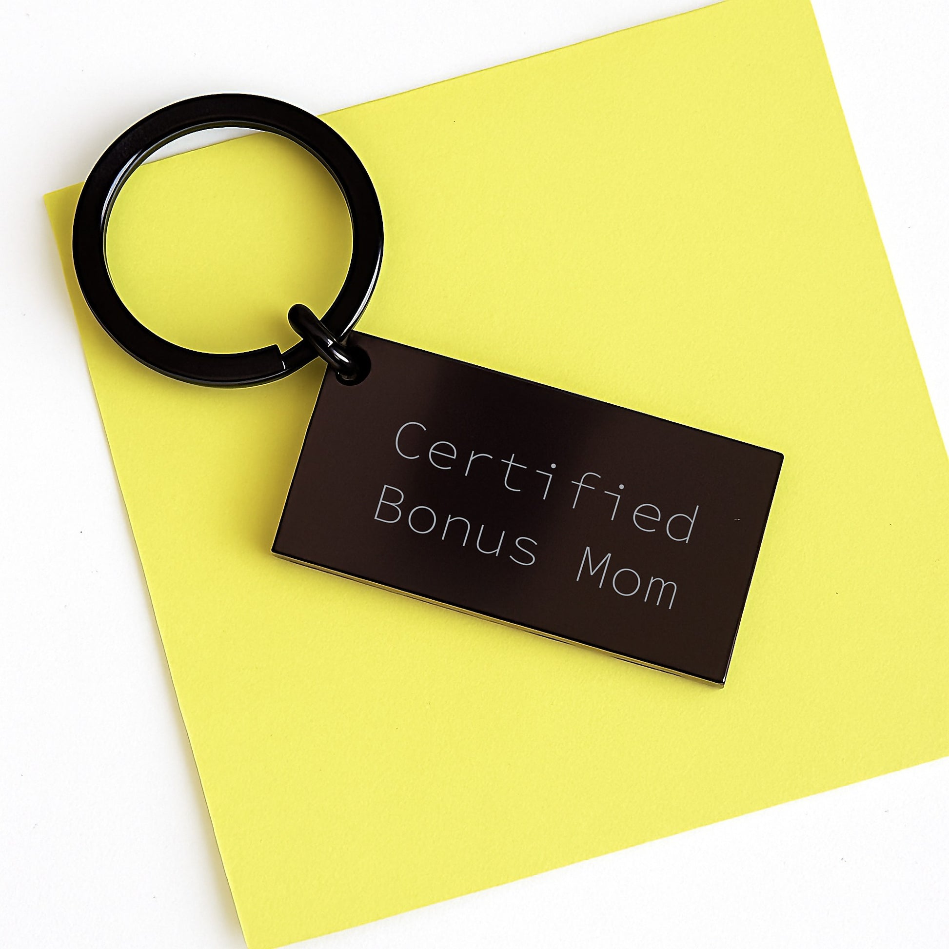 Funny Bonus Mom Keychain Gifts from Friends for Graduation 'Certified Bonus Mom' Engraved Stainless Steel Keychain - Image 3