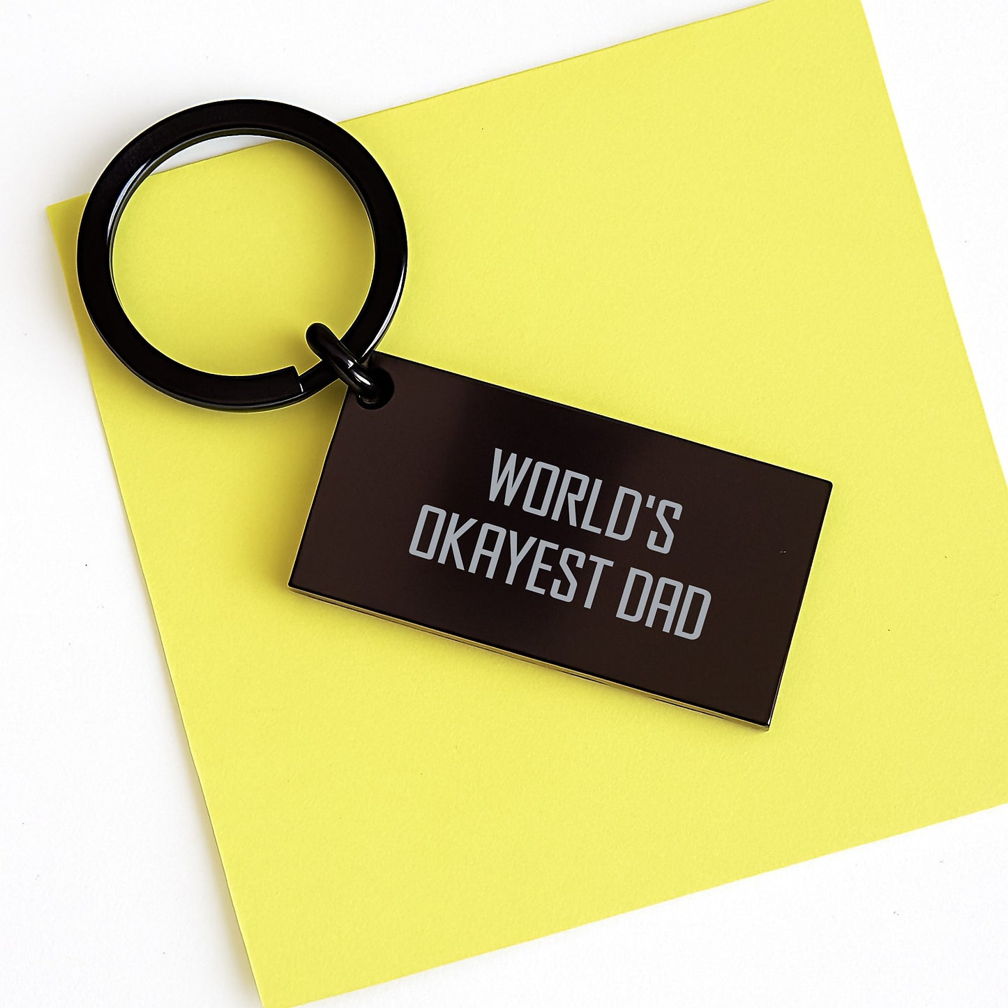 Funny Dad Gifts from Family to World's Okayest Dad Keychain Birthday Presents - Image 3