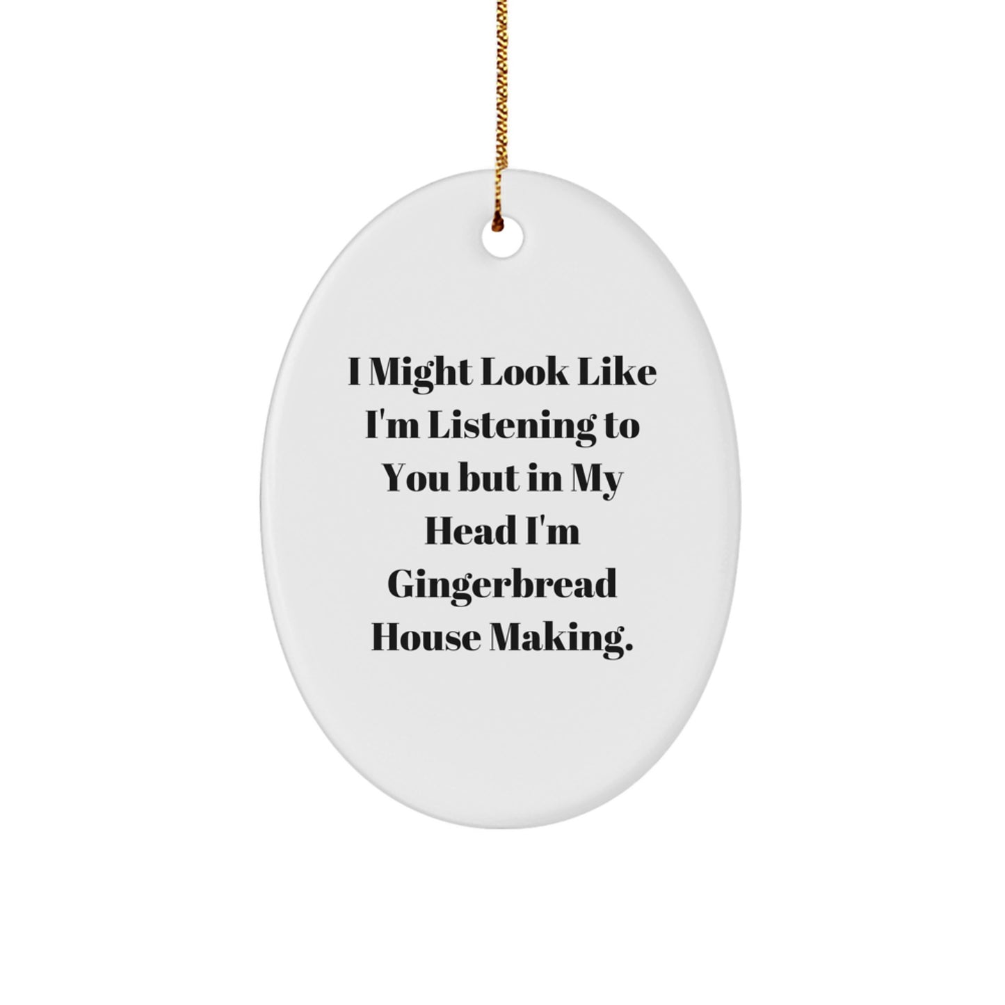Funny Gingerbread House Making Decorations Oval Ornament Gifts for Friends from Family - Image 1
