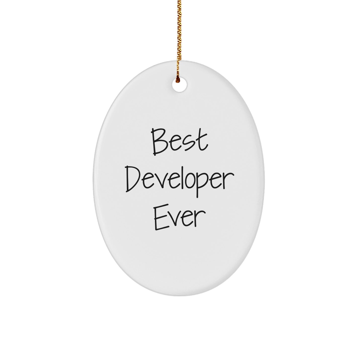 Best Developer Ever Oval Ornament, Funny Gifts from Friends or Coworkers, Christmas Unique Gifts for Him or Her - Image 1