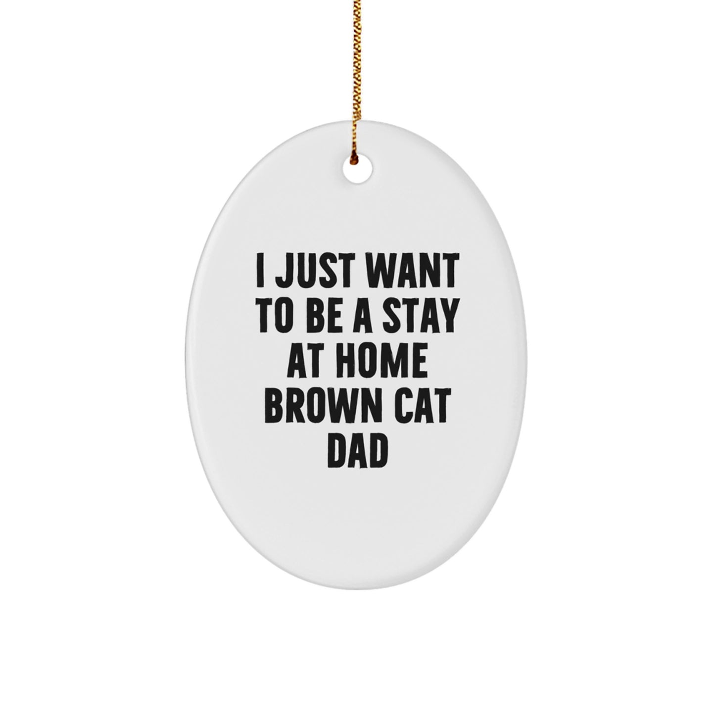 Brown Cat Dad's Wish, Fun Oval Ornament Gifts from Family for Christmas - Image 1