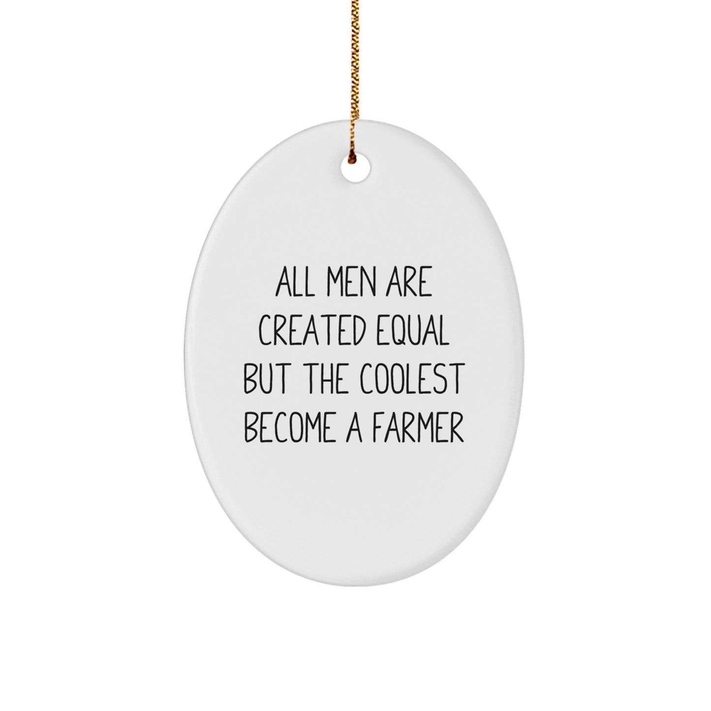 Farmer Oval Ornament – Christmas Gift for Her – White Deluxe Present - Image 1