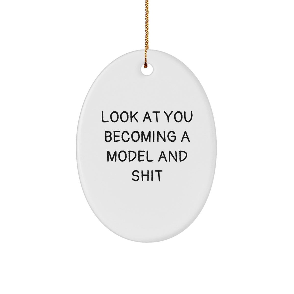 Funny Model Oval Ornament Gifts from Friends for Men, Unique Christmas Unique Gifts, Look At You Becoming A Model And Shit, Oval Shaped Model Decorations - Image 1
