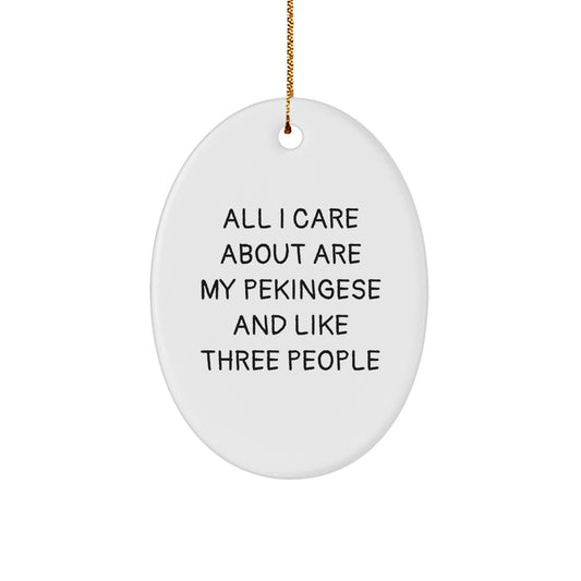 Pekingese Dog Lovers' Christmas Unique Gift Ideas - Funny Quote Oval Ornament Gifts from Friends - Image 1