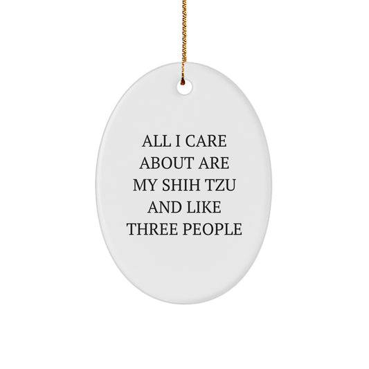 Funny Shih Tzu Dog Lover Gifts from Family to Friends - Oval Ornament for Christmas - Image 1