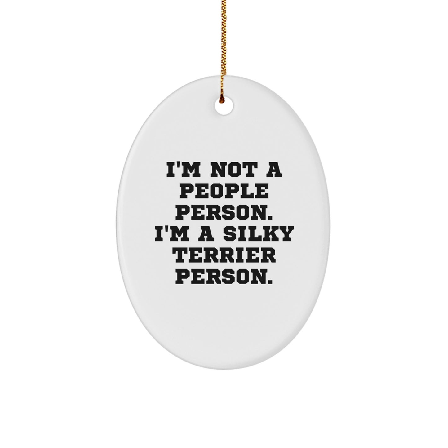 Funny Silky Terrier Dog Christmas Oval Ornament Gifts from Family to Friends - Image 1