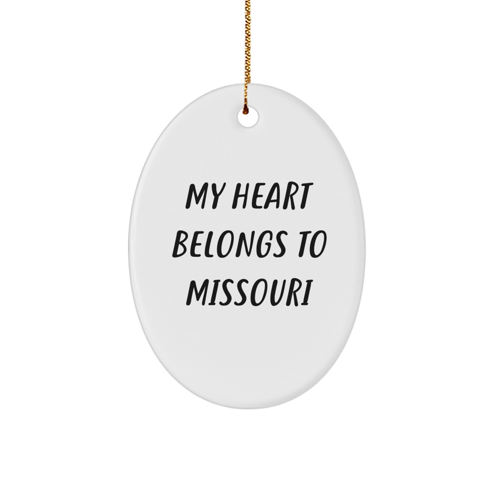 Missouri Gifts from Heart to Heart, Oval Ornament, 'My Heart Belongs To Missouri', Christmas Unique Gifts for Missouri - Image 1