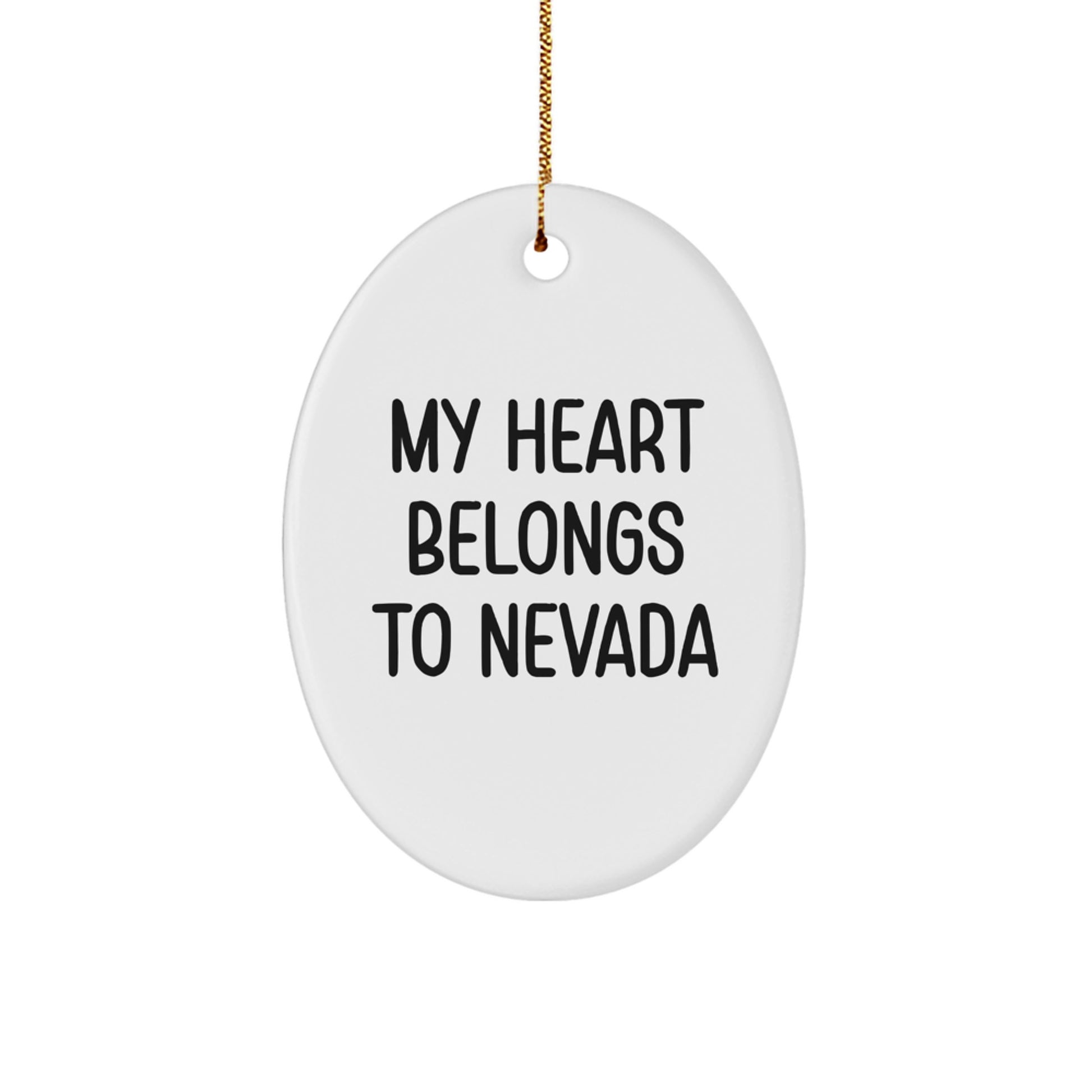 Nevada Oval Ornament Gifts from Loved Ones - 'My Heart Belongs To Nevada' Quote, Christmas Unique Presents for Family, Friends, Coworkers - Image 1