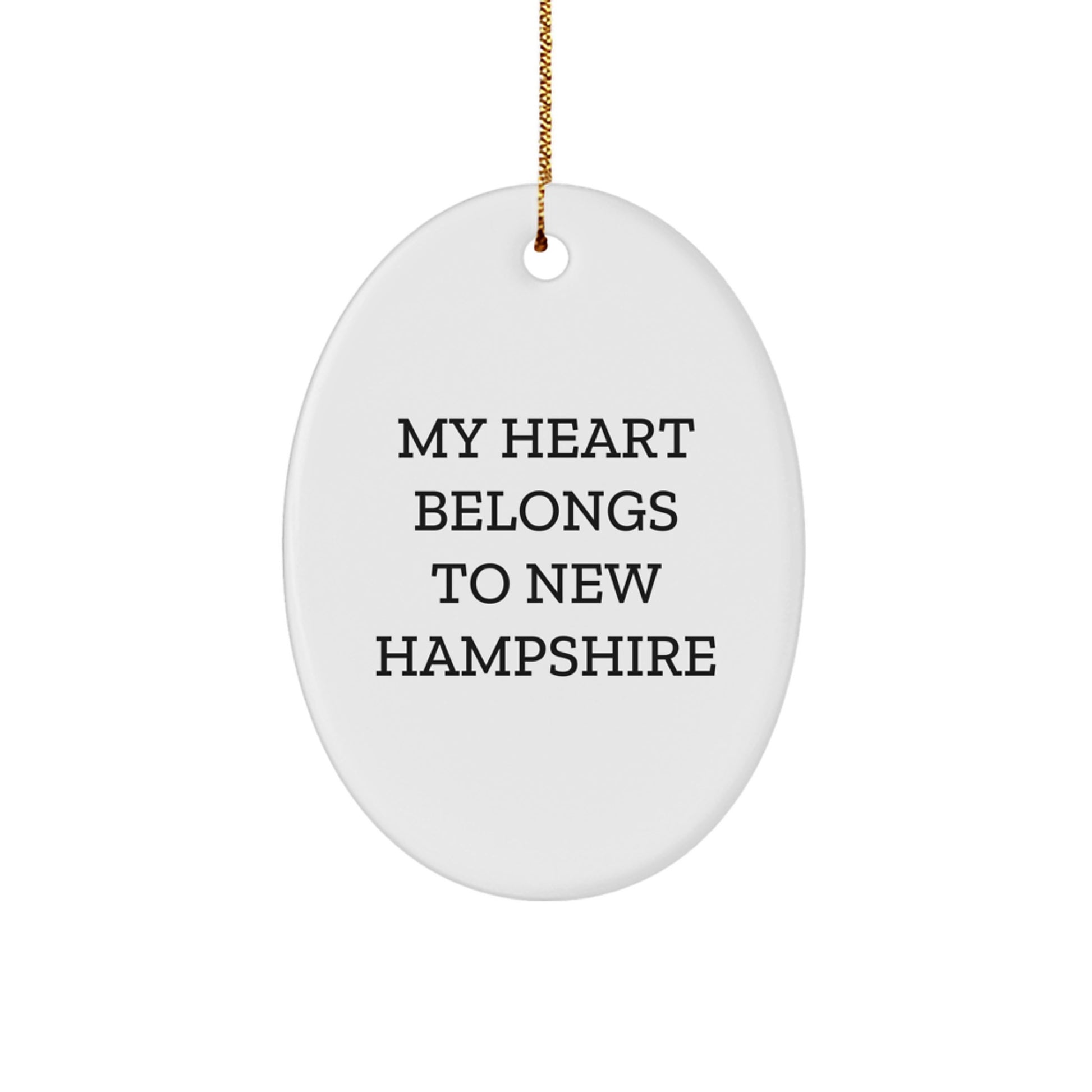 Funny New Hampshire Oval Ornament Gifts from Friends to Family - My Heart Belongs To New Hampshire, Christmas Unique Present - Image 1
