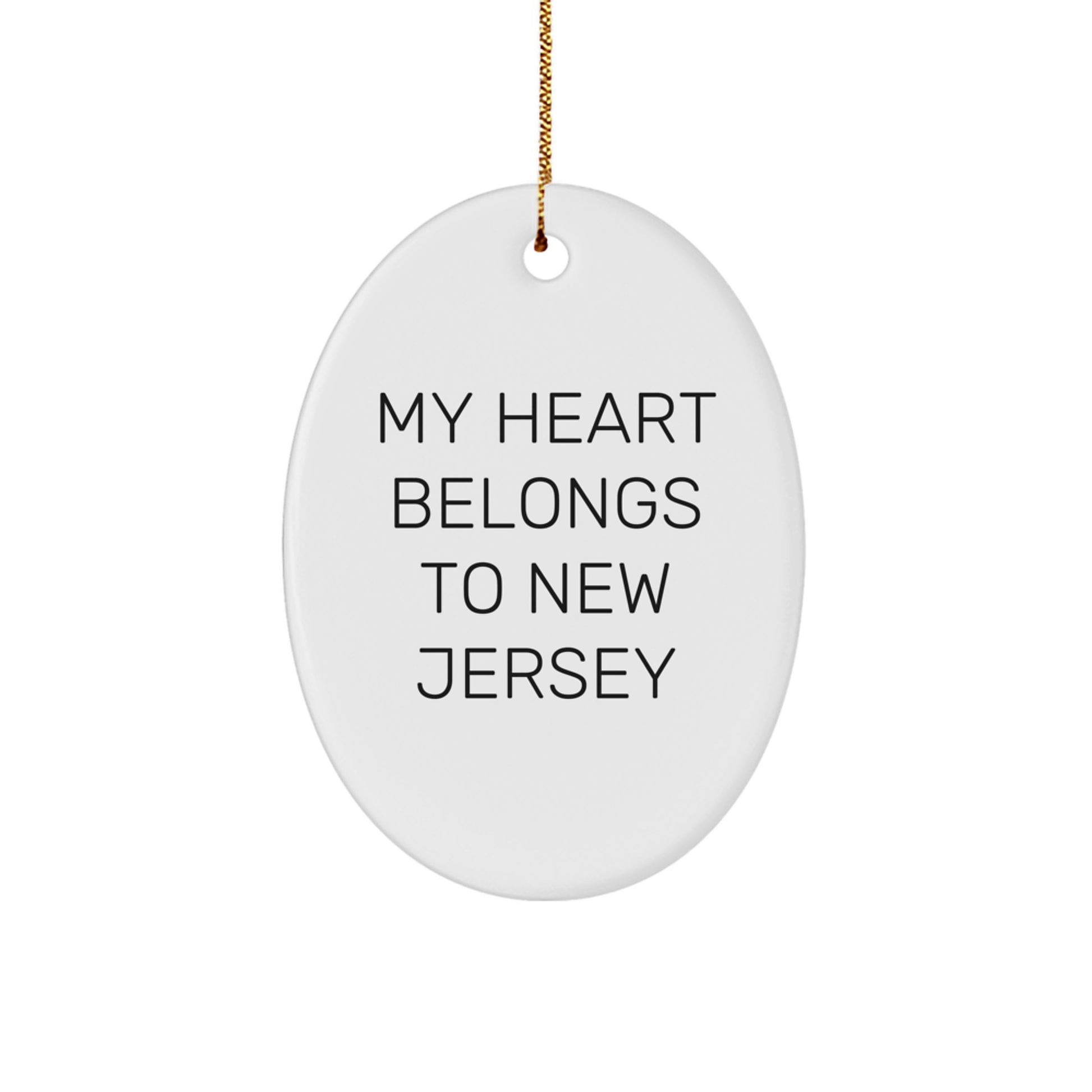 My Heart Belongs To New Jersey Oval Ornament, Gifts from Friends and Family, Christmas Unique Present - Image 1