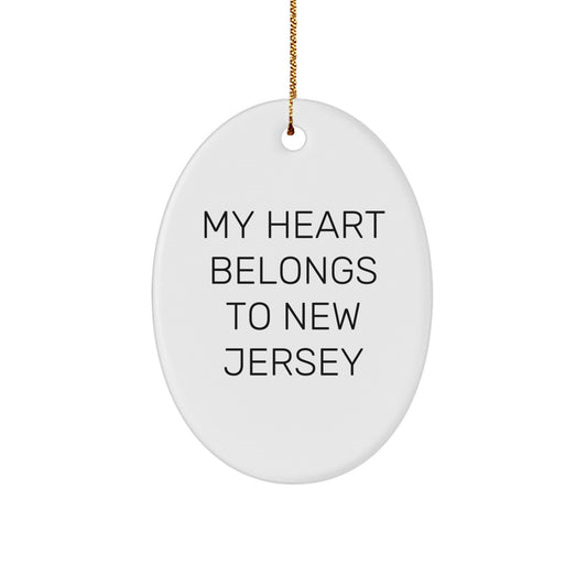 My Heart Belongs To New Jersey Oval Ornament, Gifts from Friends and Family, Christmas Unique Present - Image 1