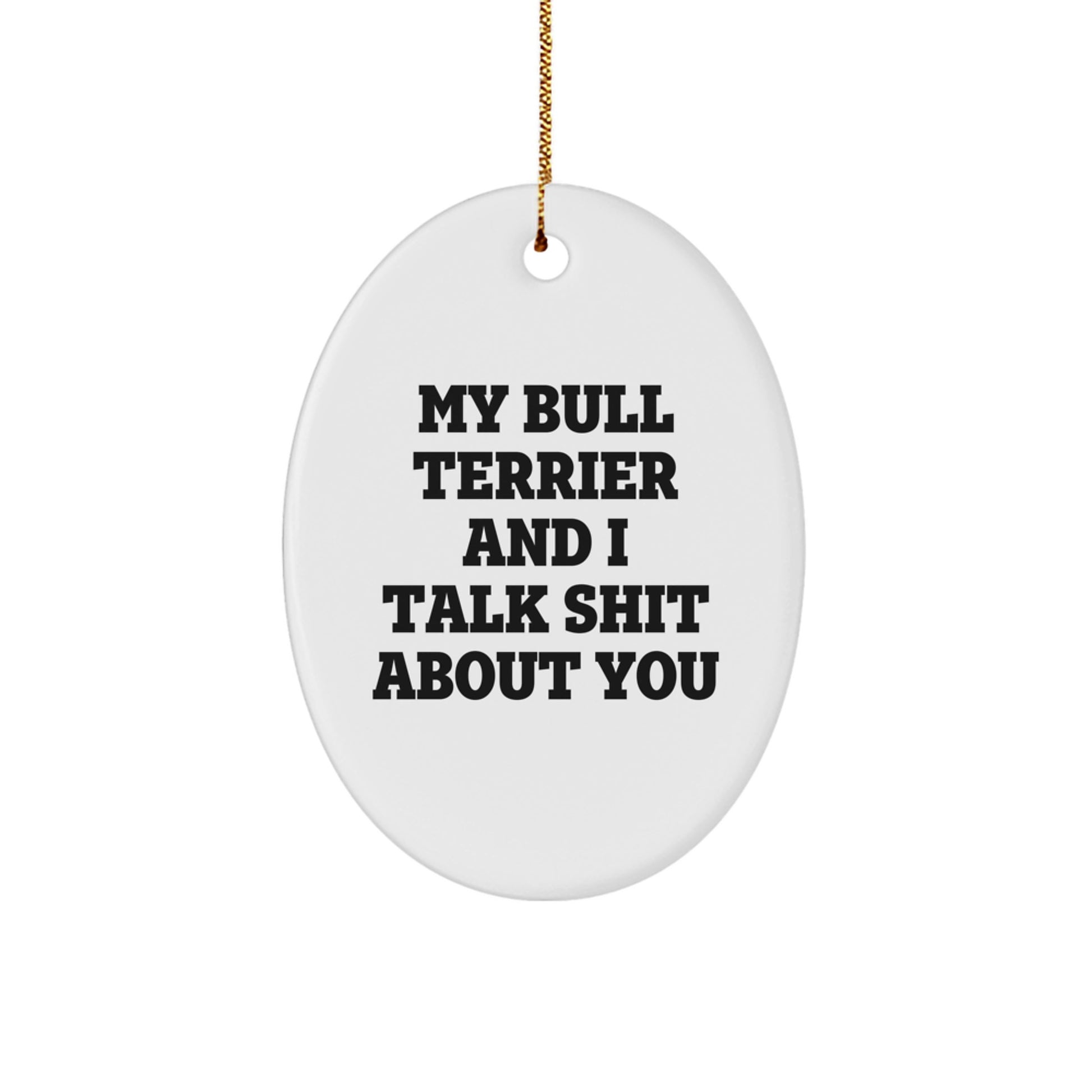 Funny Bull Terrier Dog Oval Ornament Gifts from Friends for Men Christmas Unique Decorations - Image 1