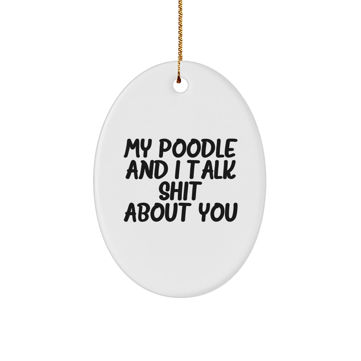 Family Treasure Poodle Dog Oval Ornament Gift for Christmas Joy - Image 1