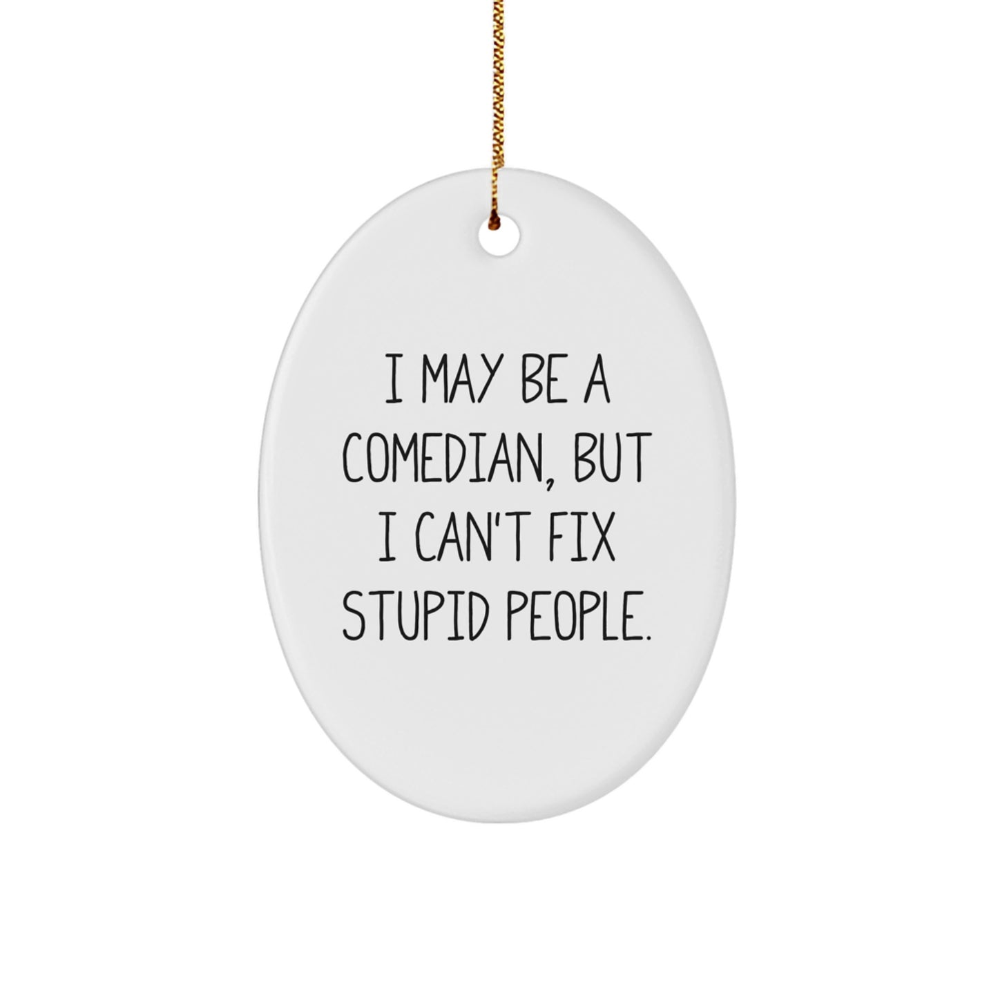 Funny Comedian Gifts from Friends for Christmas - Oval Ornament I May Be A Comedian But I Cant Fix Stupid People - Image 1