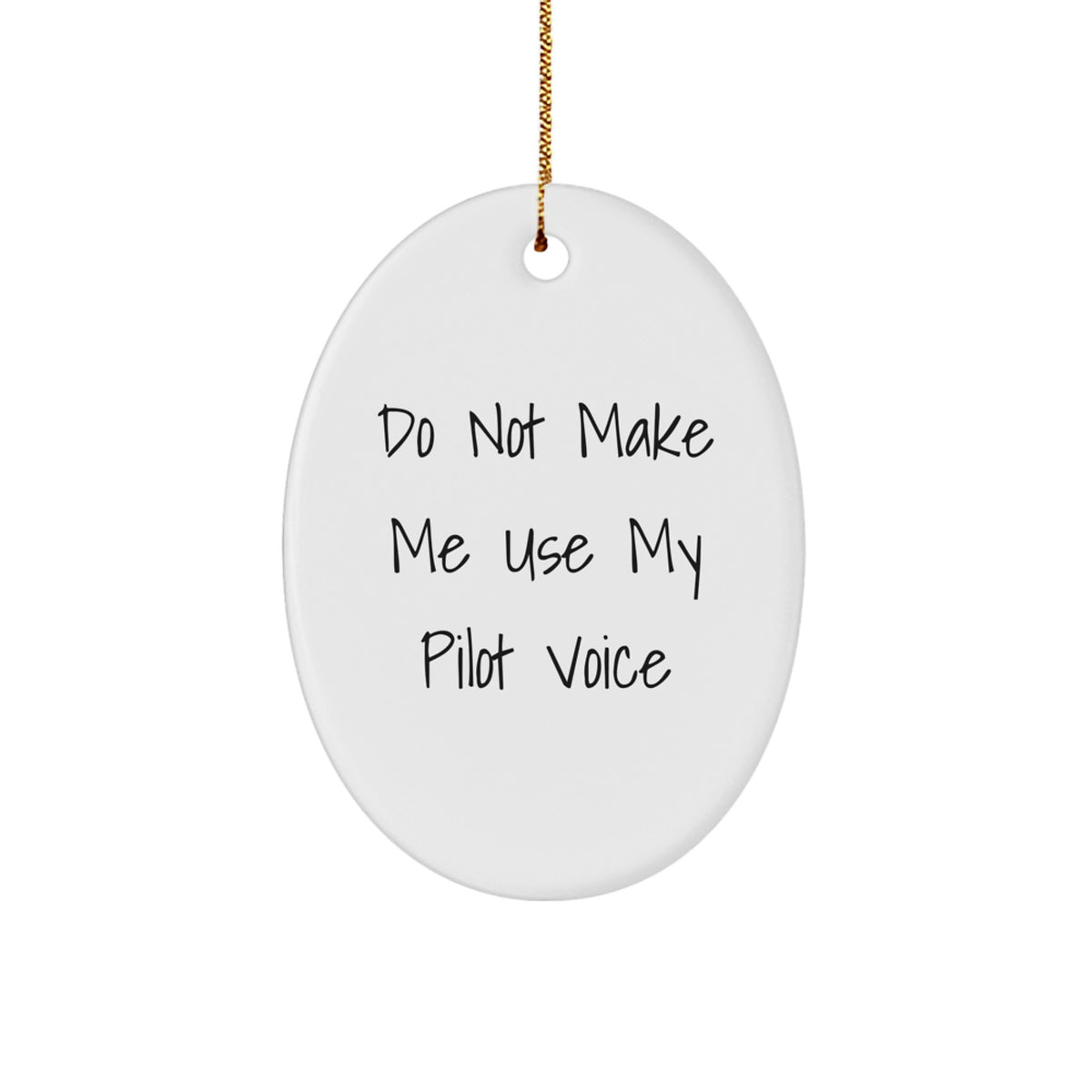 Pilot Favorite Oval Ornament for Kids Christmas Gift With Gold Cord - Image 1