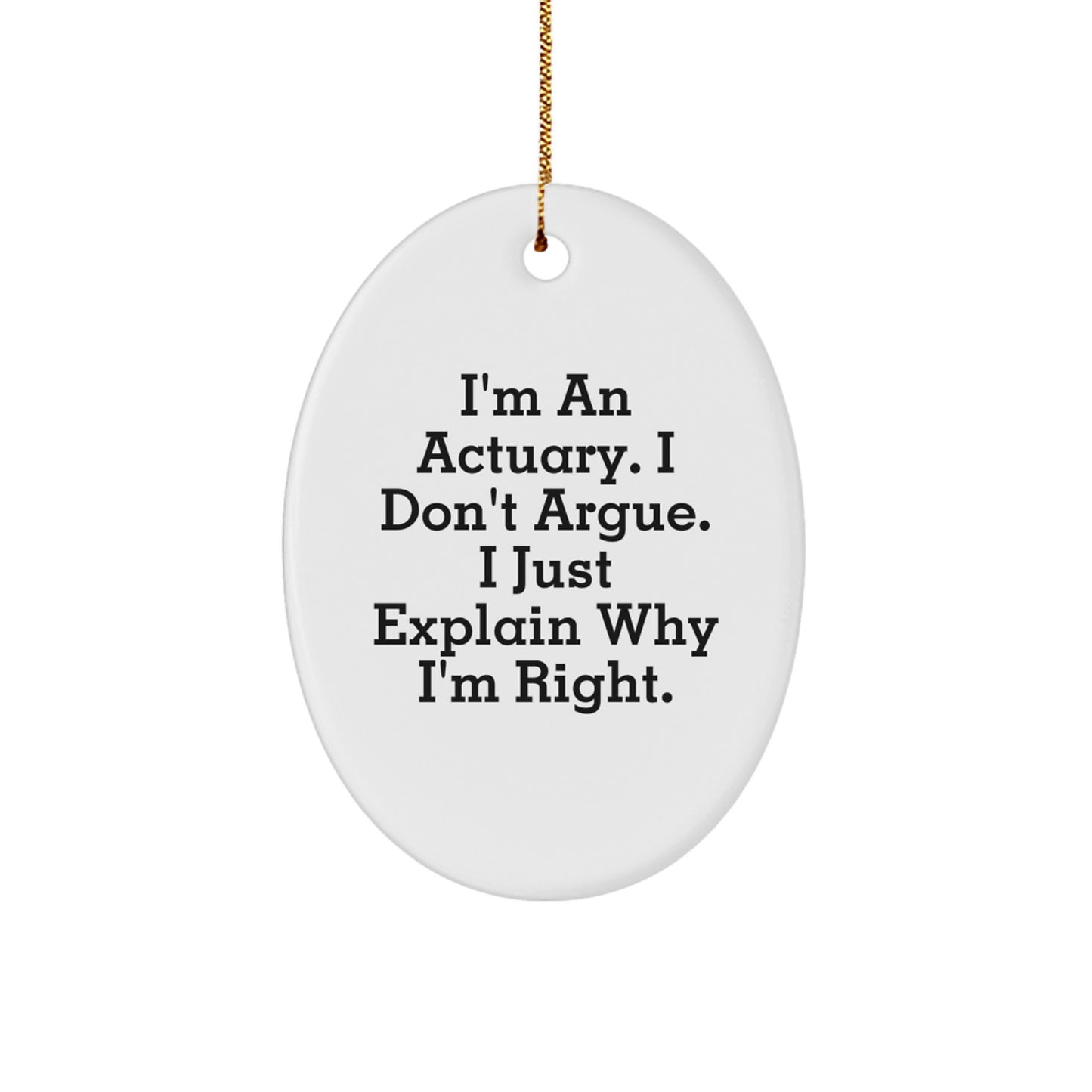 Funny Actuary Gifts from Friends, Oval Ornament for Actuaries, Christmas Unique Gifts for Actuaries - Image 1