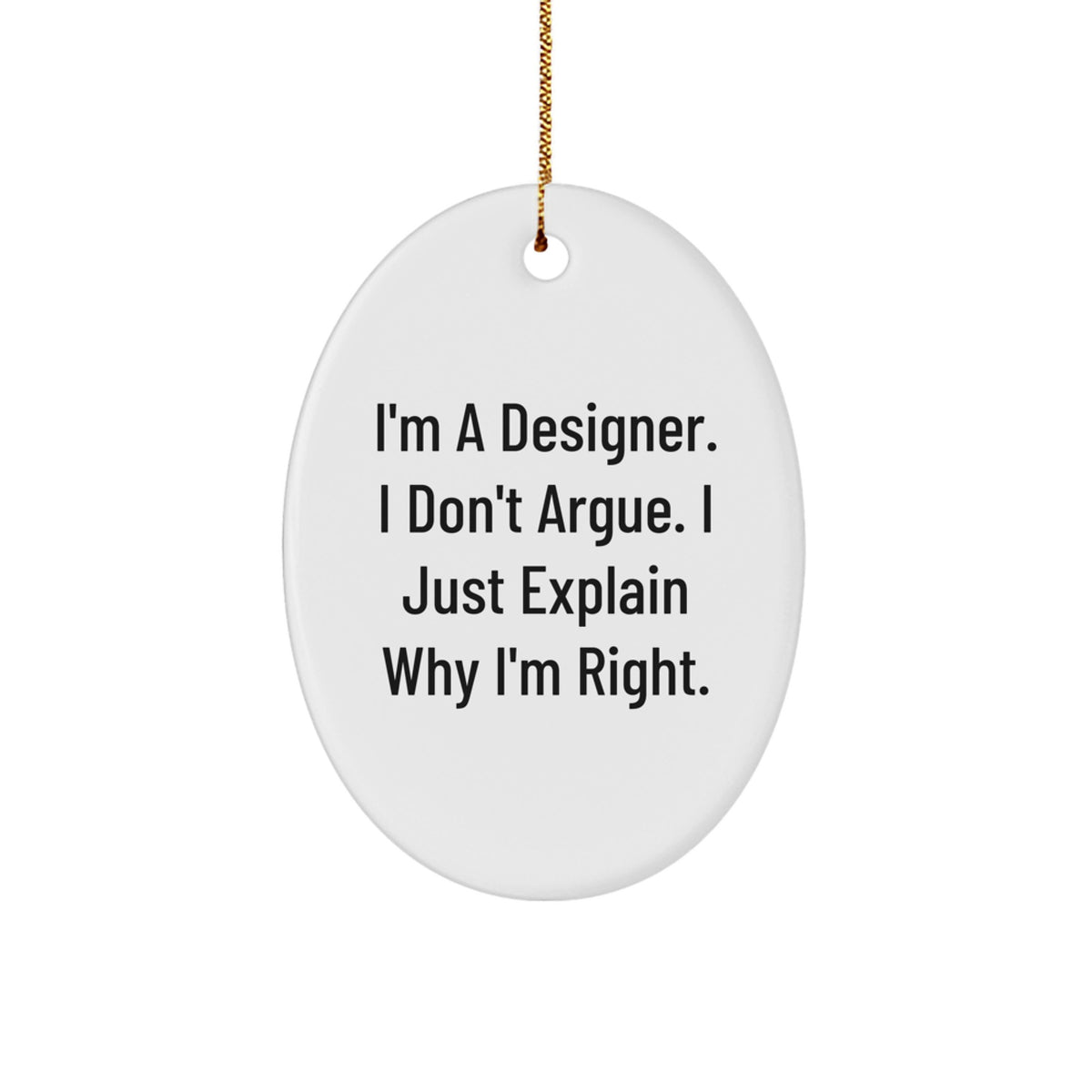Designer Oval Ornament for Coworkers Idea Christmas Holiday Gift - Image 1