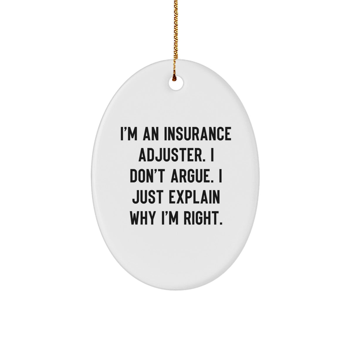 Insurance Adjuster Oval Christmas Ornament for Neighbors Gift - Image 1