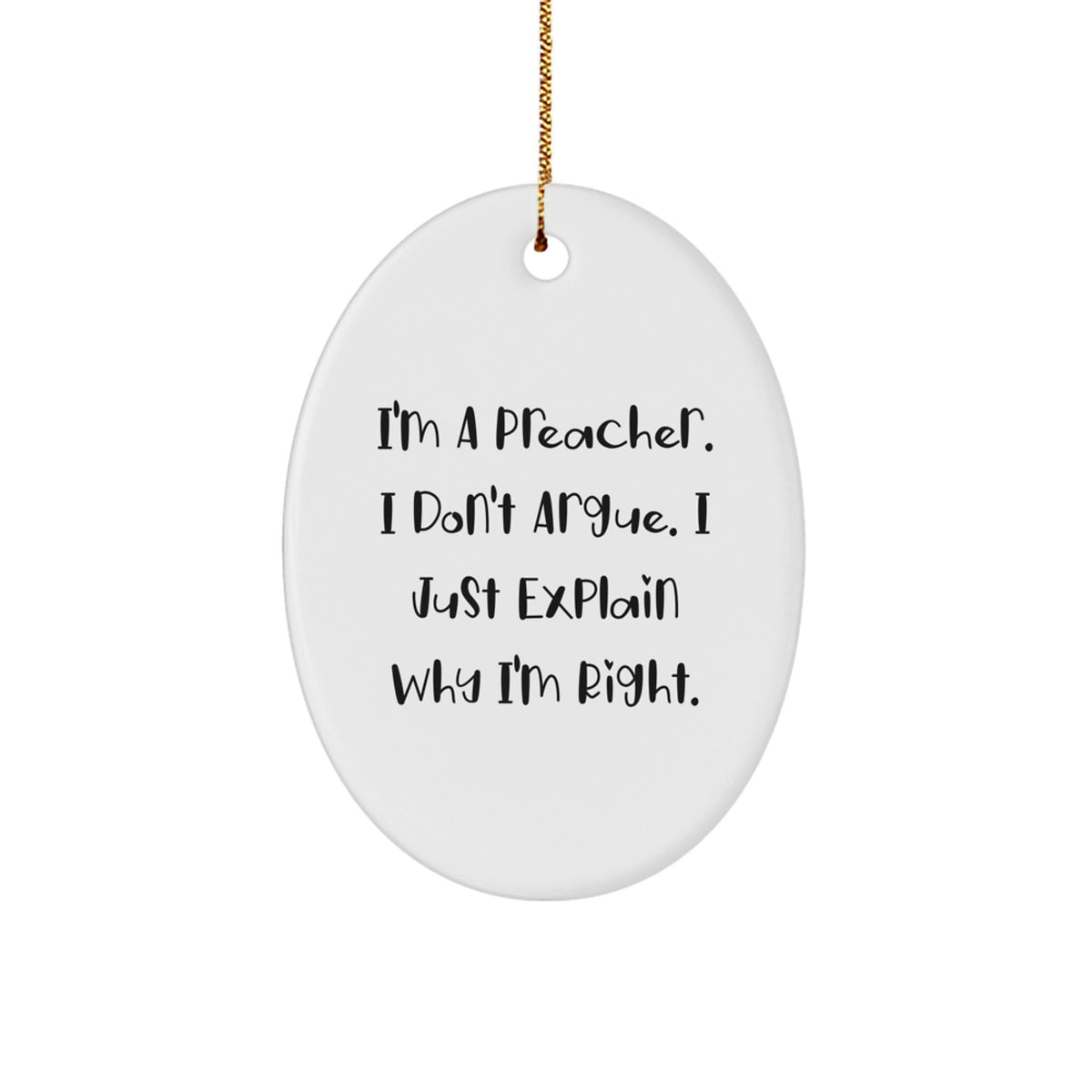 Preacher Oval Ornament for Family Treasure Christmas Gift Keepsake - Image 1