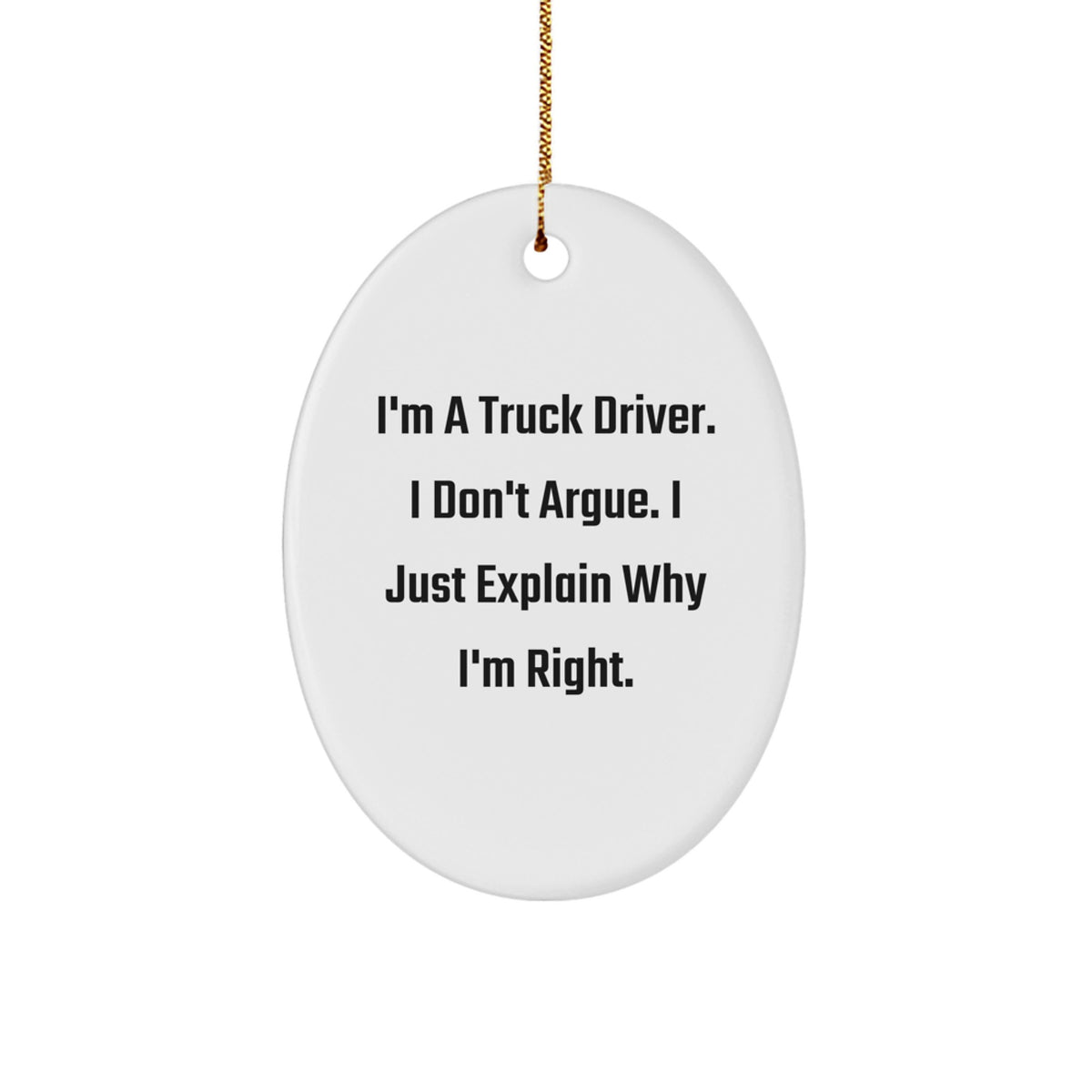 Truck Driver Keepsake Christmas Ornament for Him Gift Durable White - Image 1