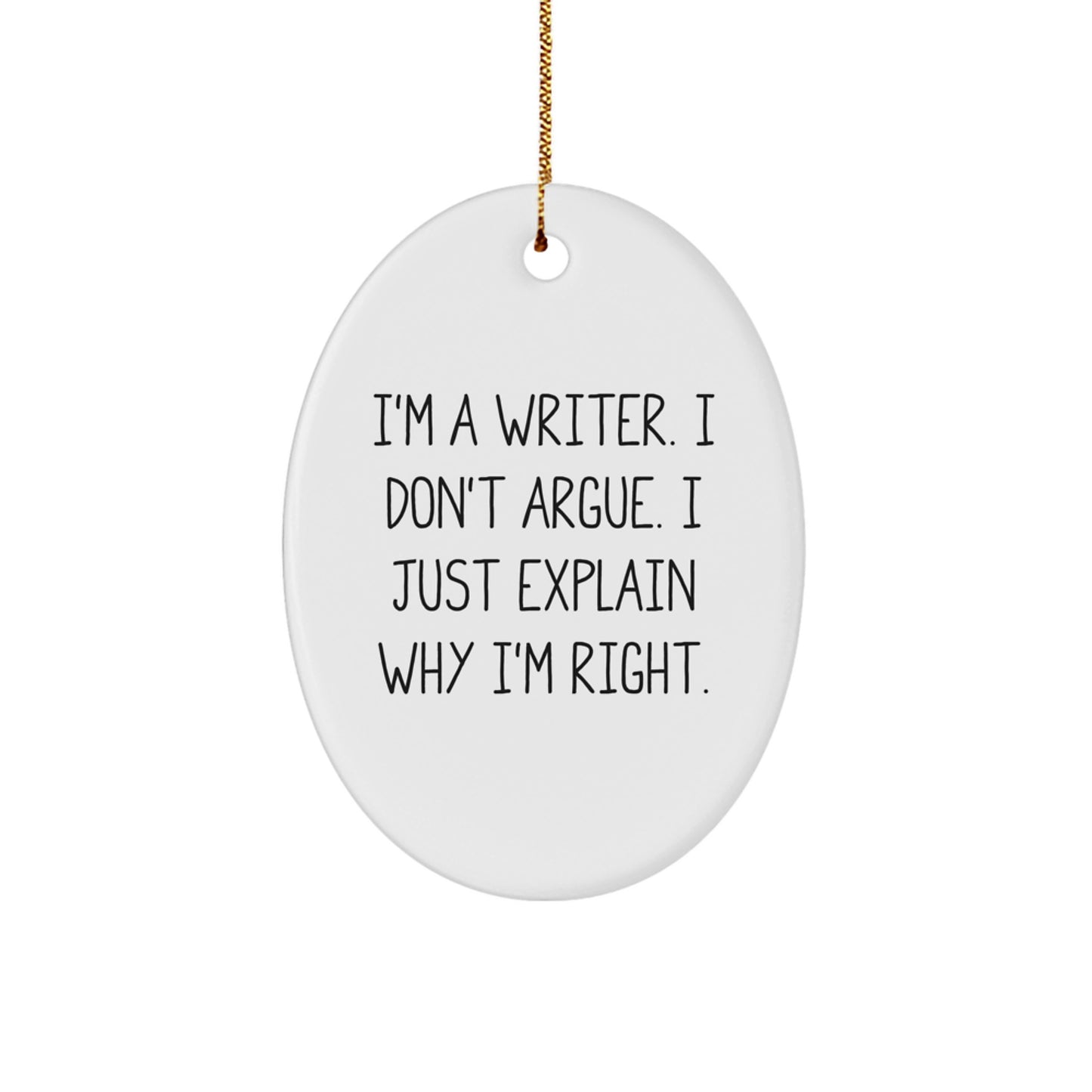 Funny Writer Christmas Oval Ornament Gifts from Family, Friends, or Coworkers for Writer - Image 1