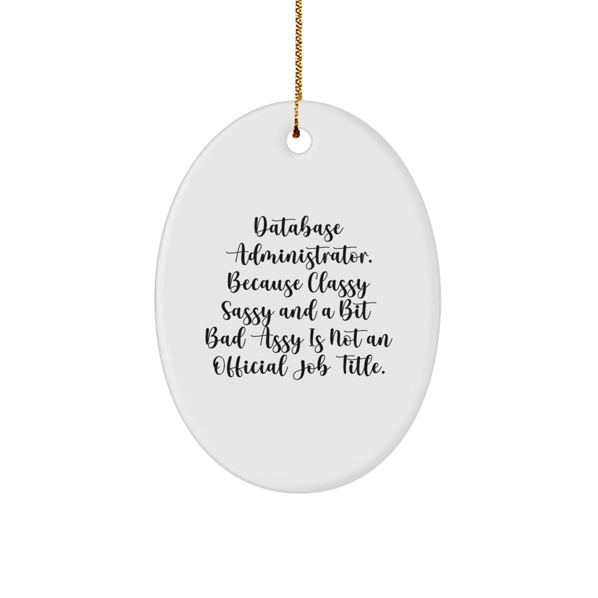 Database Administrator Oval Ornament Funny Gifts from Friends for Coworkers - Classy Sassy And A Bit Fearlessy Is Not An Official Job Title Christmas Unique Decorations - Image 1
