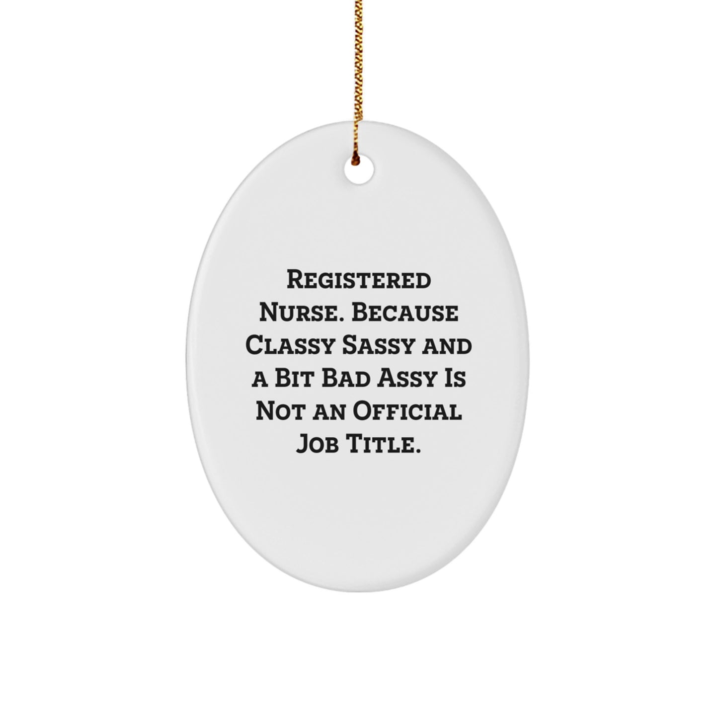 Funny Registered Nurse Gifts for Coworkers - Oval Ornament, Christmas Unique Presents, Gifts from Friends, Family, Men, Women - Image 1