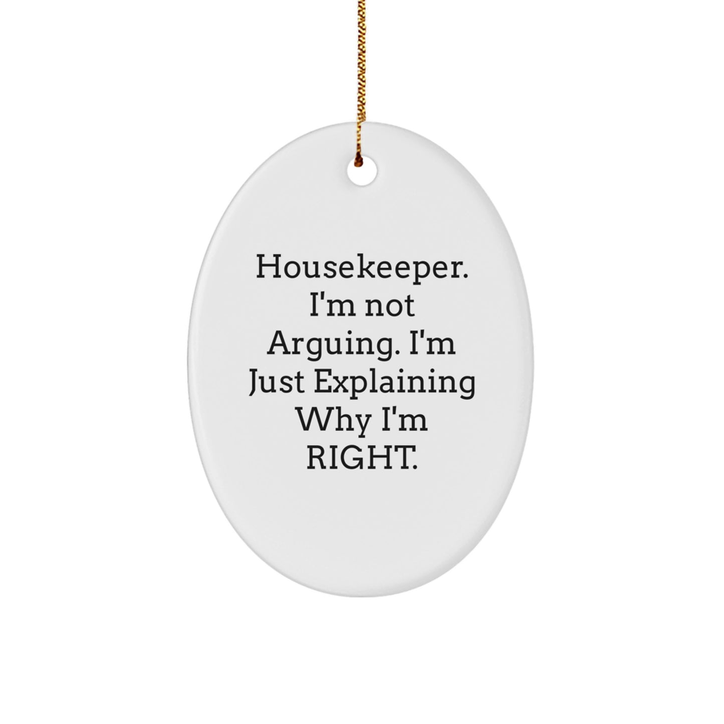 Funny Housekeeper Oval Ornament Gifts from Men to Wife or Coworkers for Christmas Unique Decorations - Image 1