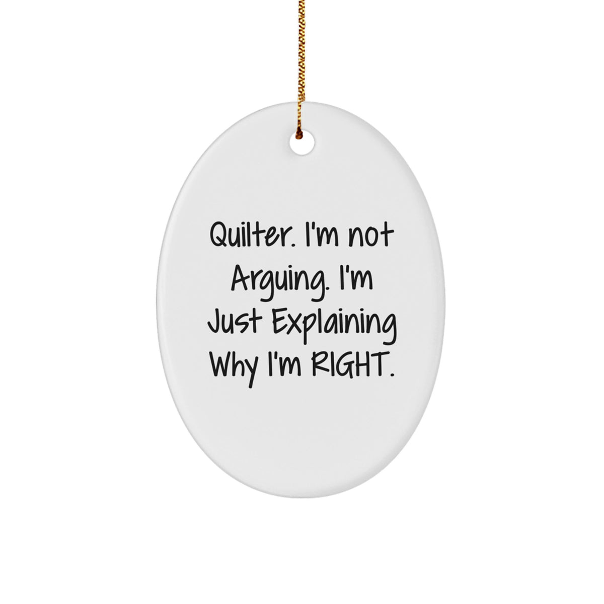 Quilter White Oval Ornament Keepsake for Him Christmas Unique Gift - Image 1