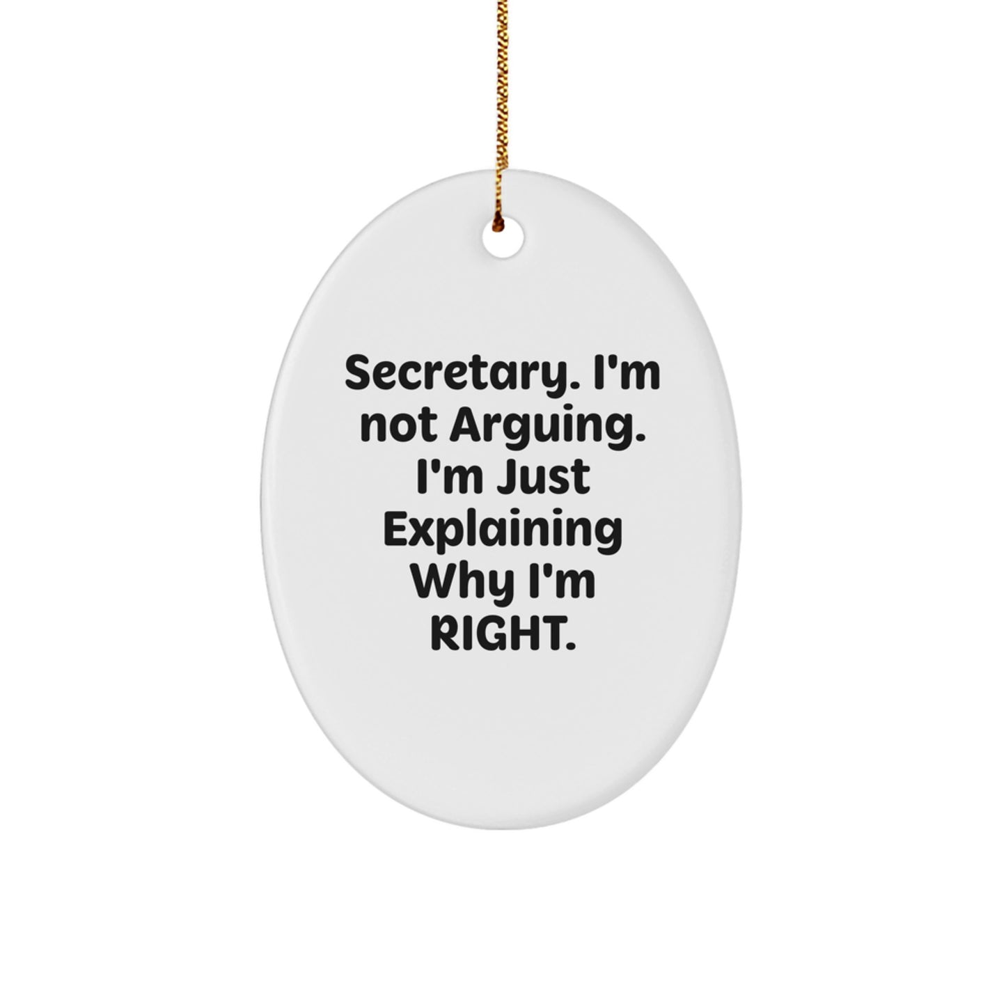 Humorous Secretary Oval Ornament, Funny Gifts from Friends for Female Secretary, Christmas Unique Office Decor - Image 1