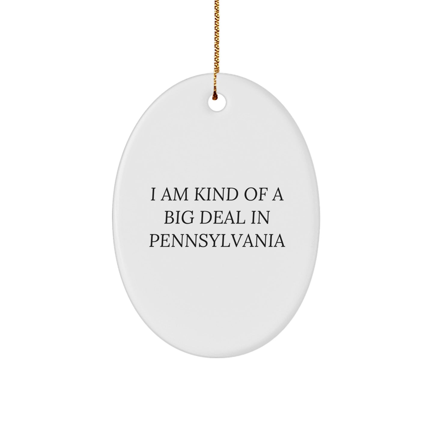 Gifts from Friends for Proud Pennsylvania Residents, I Am Kind Of A Prime Selection In Pennsylvania Oval Ornament, Unique Pennsylvania Christmas Decorations - Image 1