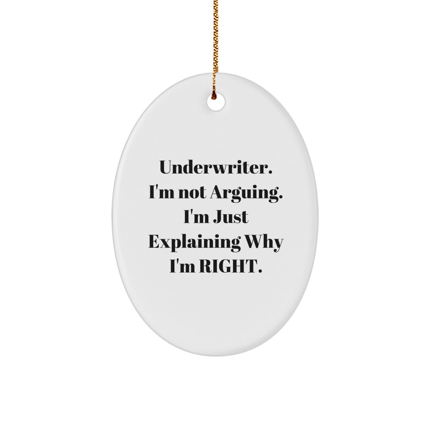 Funny Underwriter Gifts from Friends - Oval Ornament, Christmas Unique Gifts for Men, Underwriter, Friends, Family - Image 1