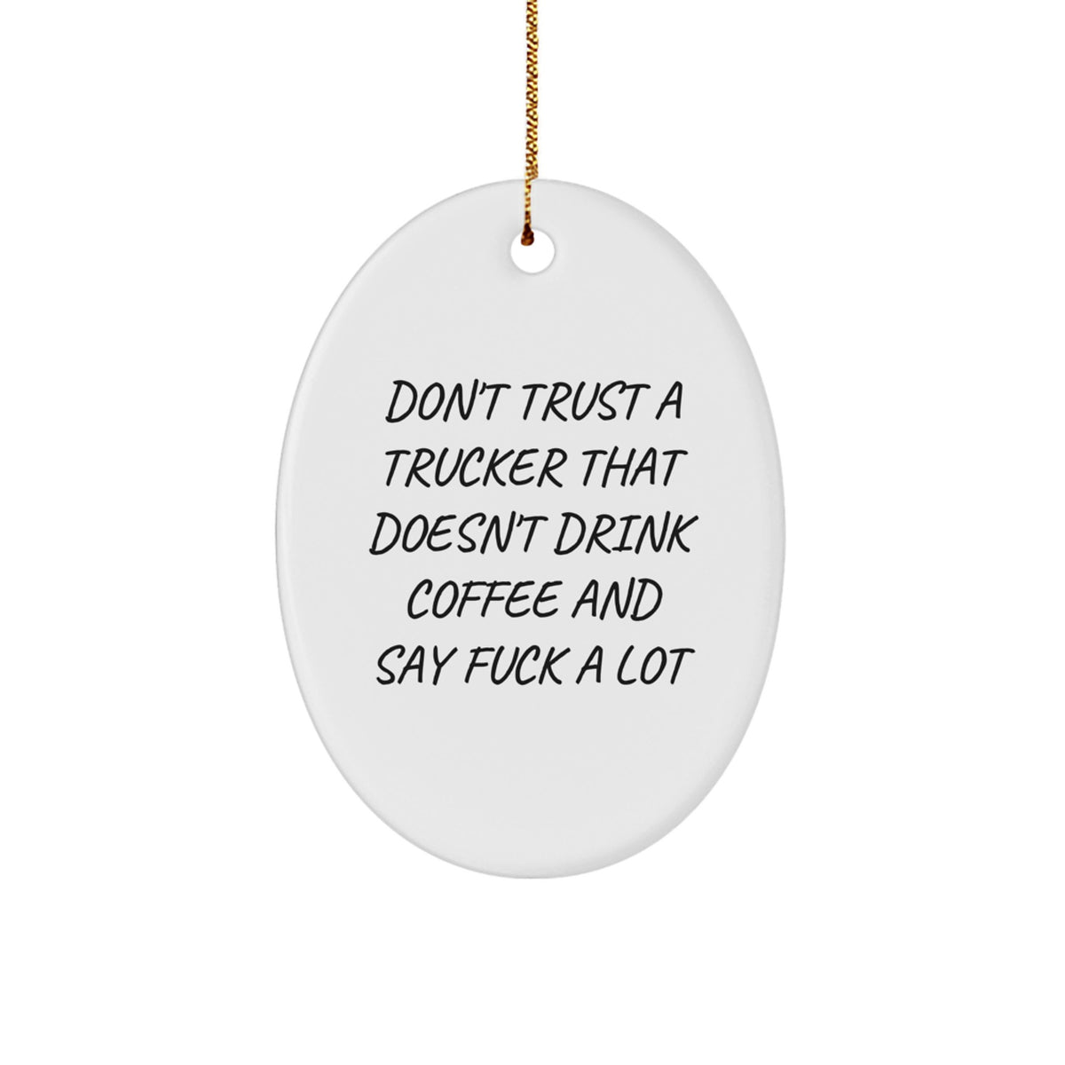 Oval Trucker Christmas Ornament for Coworkers Idea White Gift - Image 1