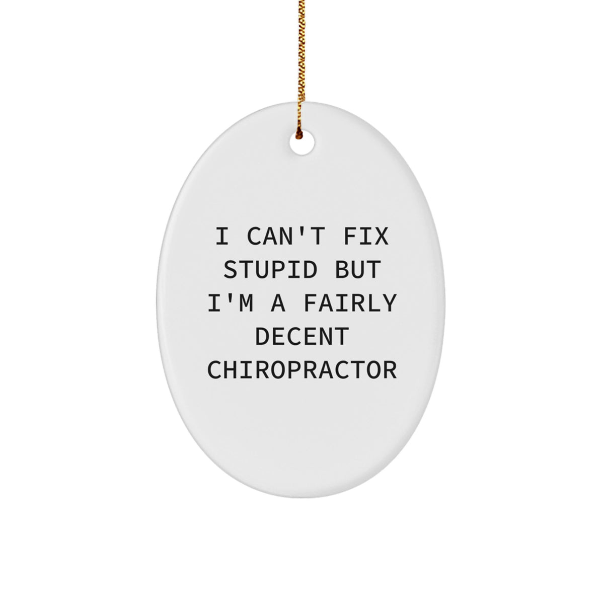 Christmas Unique Gift Chiropractor Oval Ornament I Can't Fix Stupid for Her - Image 1