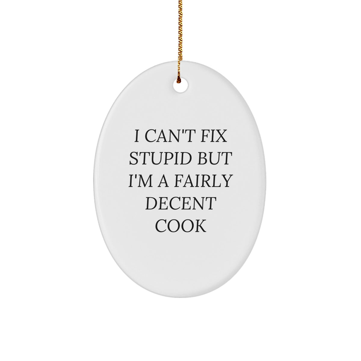 Christmas Gift Funny Cook Ornament for Teens - I Can't Fix Stupid - Image 1