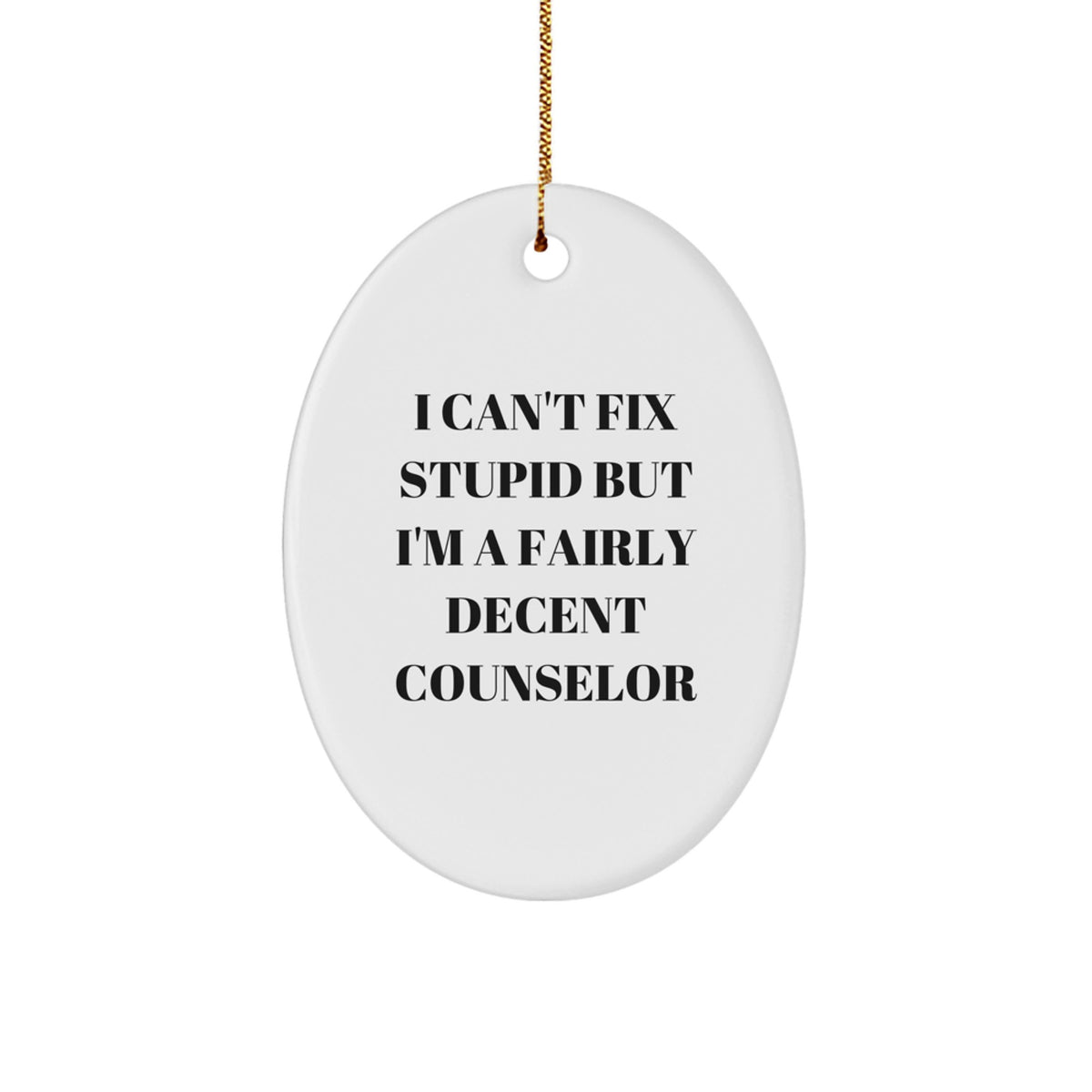 Witty Counselor Christmas Ornament Gift for Friends - I Can't Fix Stupid - Image 1