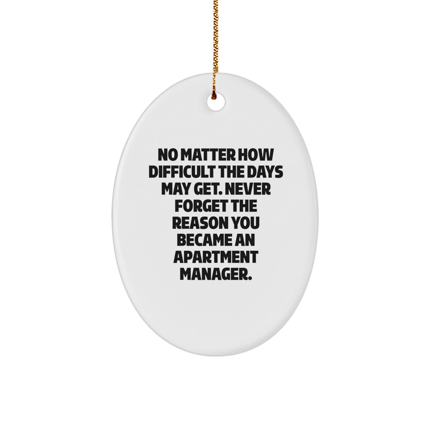 Gifts from Friends to Apartment Managers, Inspirational Oval Ornament, 'Never Forget The Reason You Became An Apartment Manager.' for Christmas - Image 1