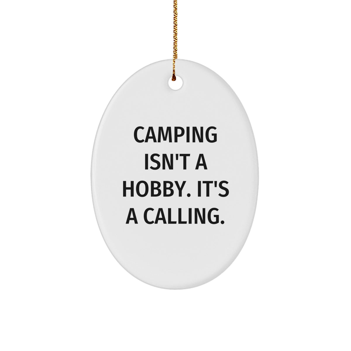 Camping Keepsake Christmas Ornament for Him Gift – Durable MDF with Gold - Image 1