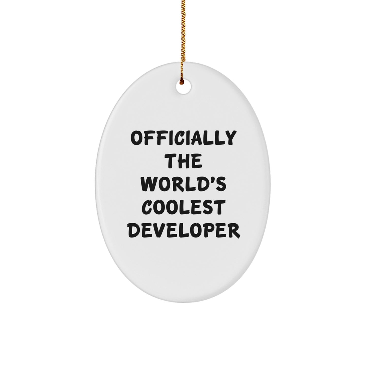 Developer Gifts from Friends, Gifts for Developers, Officially The World's Coolest Developer Oval Ornament, Funny Christmas Unique Gift - Image 1
