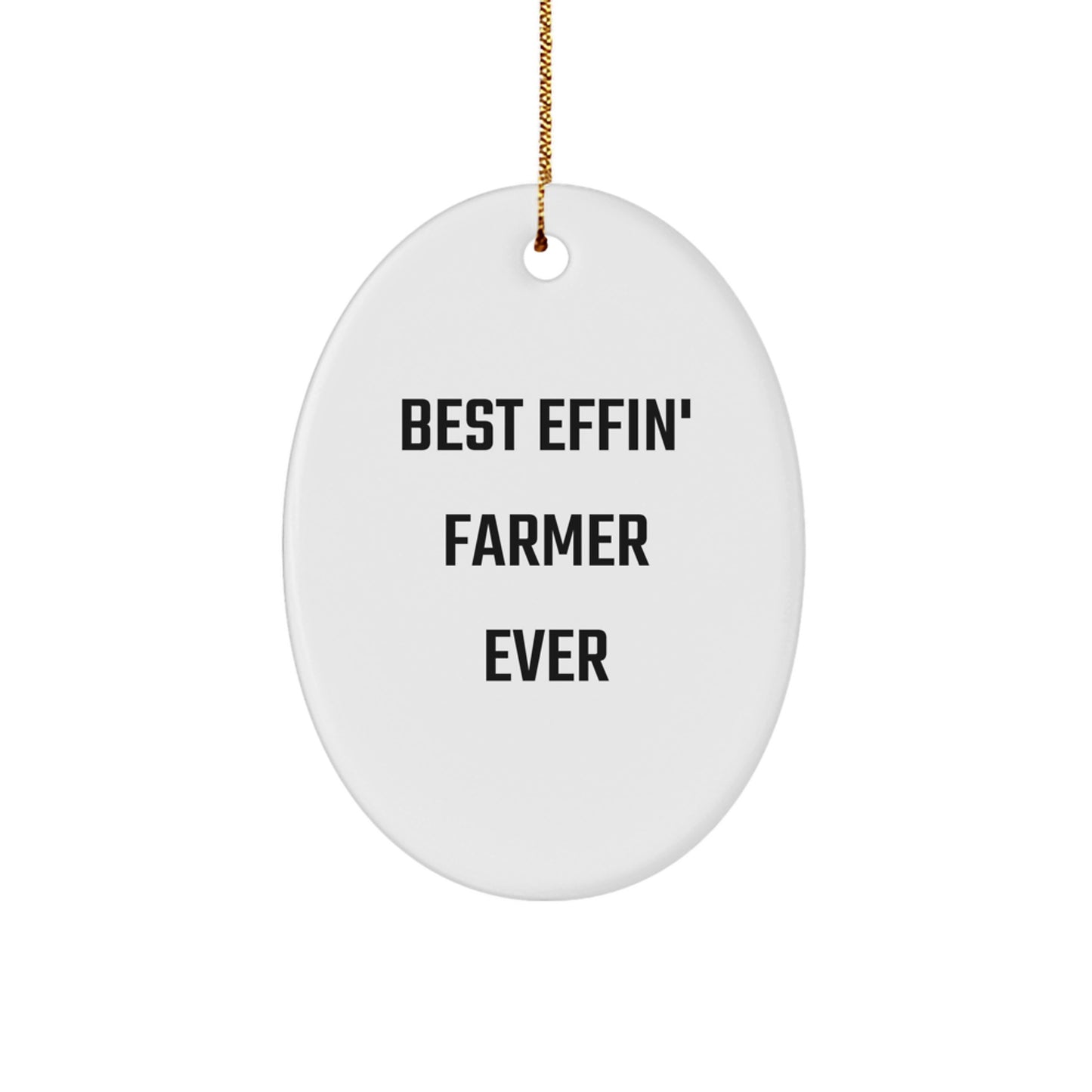 Funny Farmer Gifts from Friends for Christmas Unique Oval Ornament - Image 1