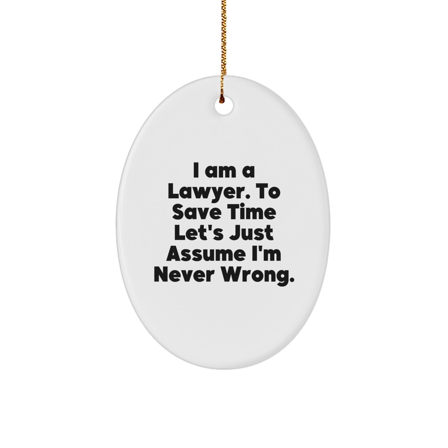 Funny Lawyer Christmas Oval Ornament, Gifts for Lawyers from Friends, Unique Lawyer Gift for Men Women - Image 1