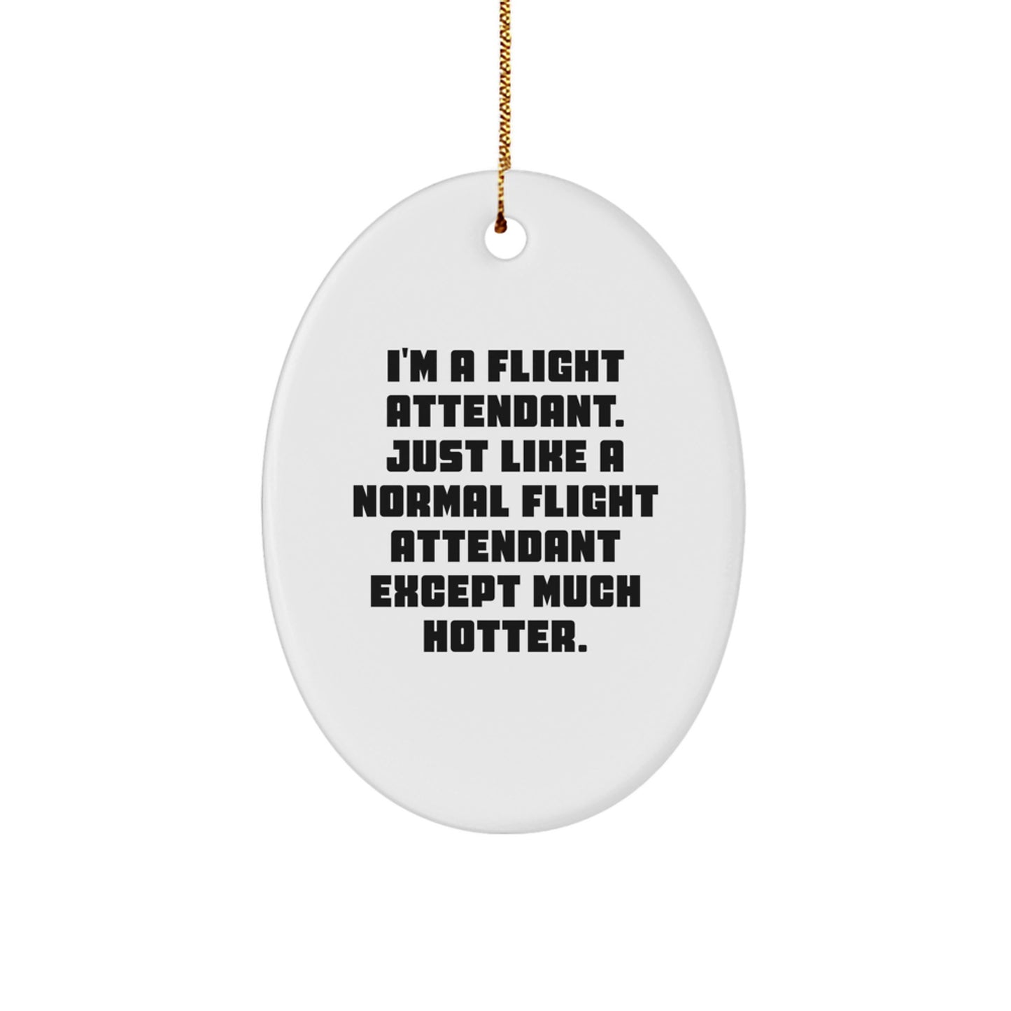 Funny Flight Attendant Oval Ornament Gifts from Men to Flight Attendant Friends for Christmas Decorations - Image 1