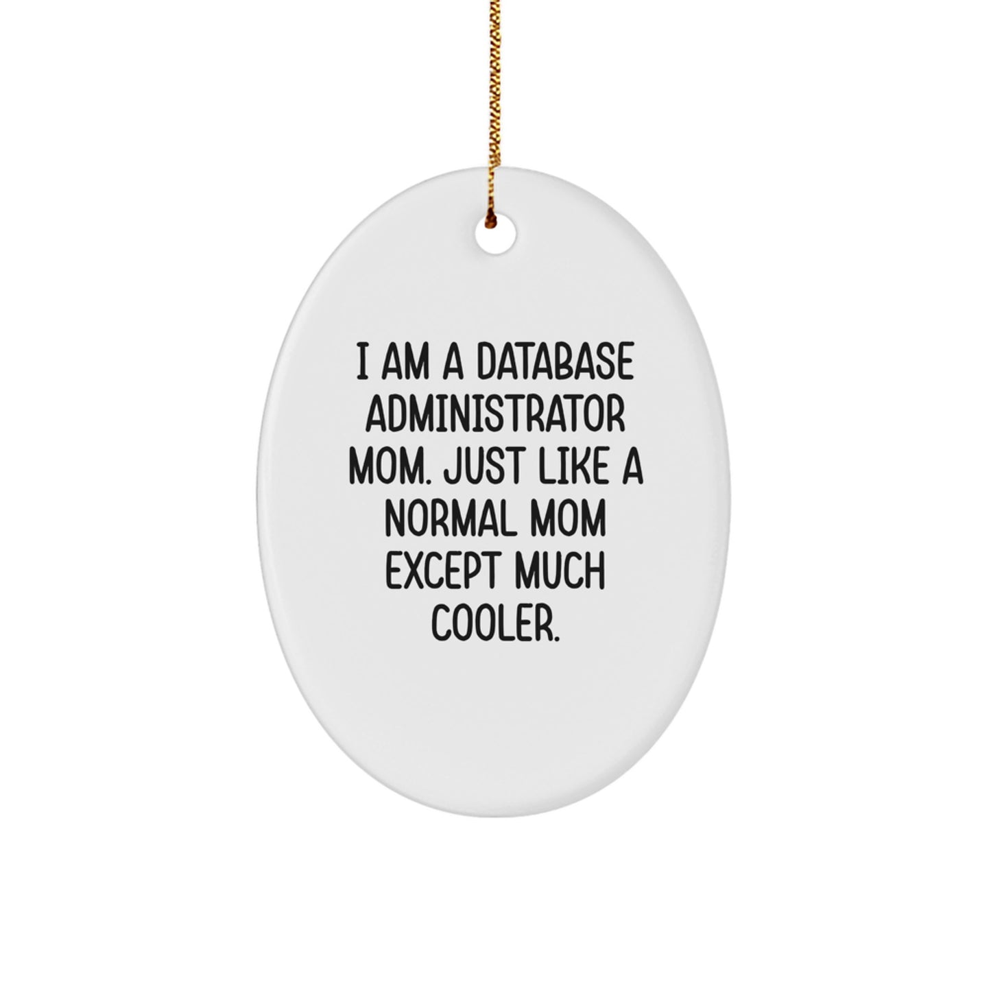Funny Database Administrator Mom Gifts for Men, Custom Oval Ornament with Inspirational Quote, Christmas Unique Gifts from Friends and Family - Image 1