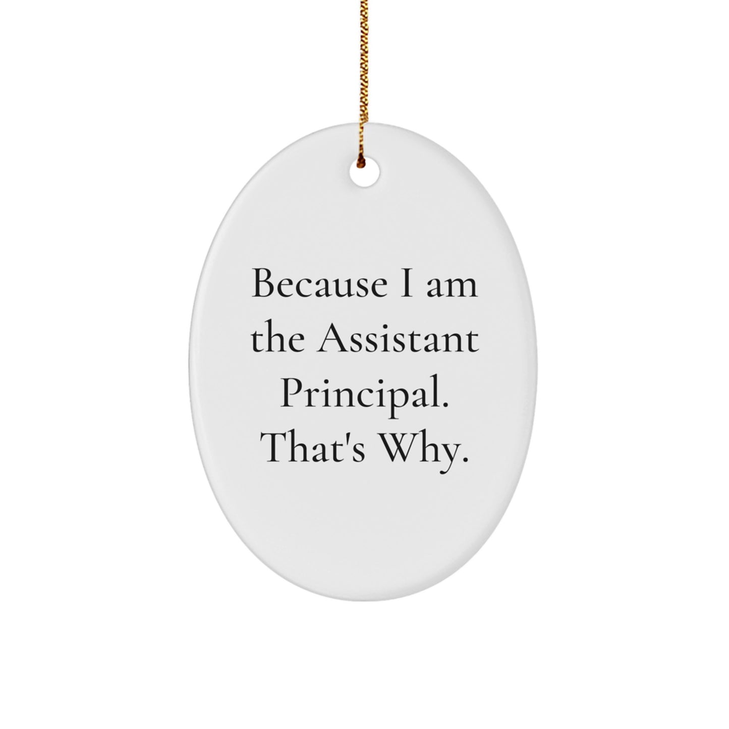Funny Assistant Principal Gifts from Friends for Christmas - Because I Am The Assistant Principal. That's Why. Oval Ornament - Image 1