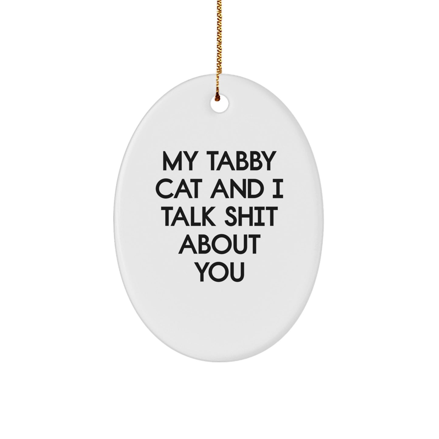 Tabby Cat Oval Ornament Funny Gift for Cat Lovers Friends and Family Christmas Unique Gifts from Men - Image 1