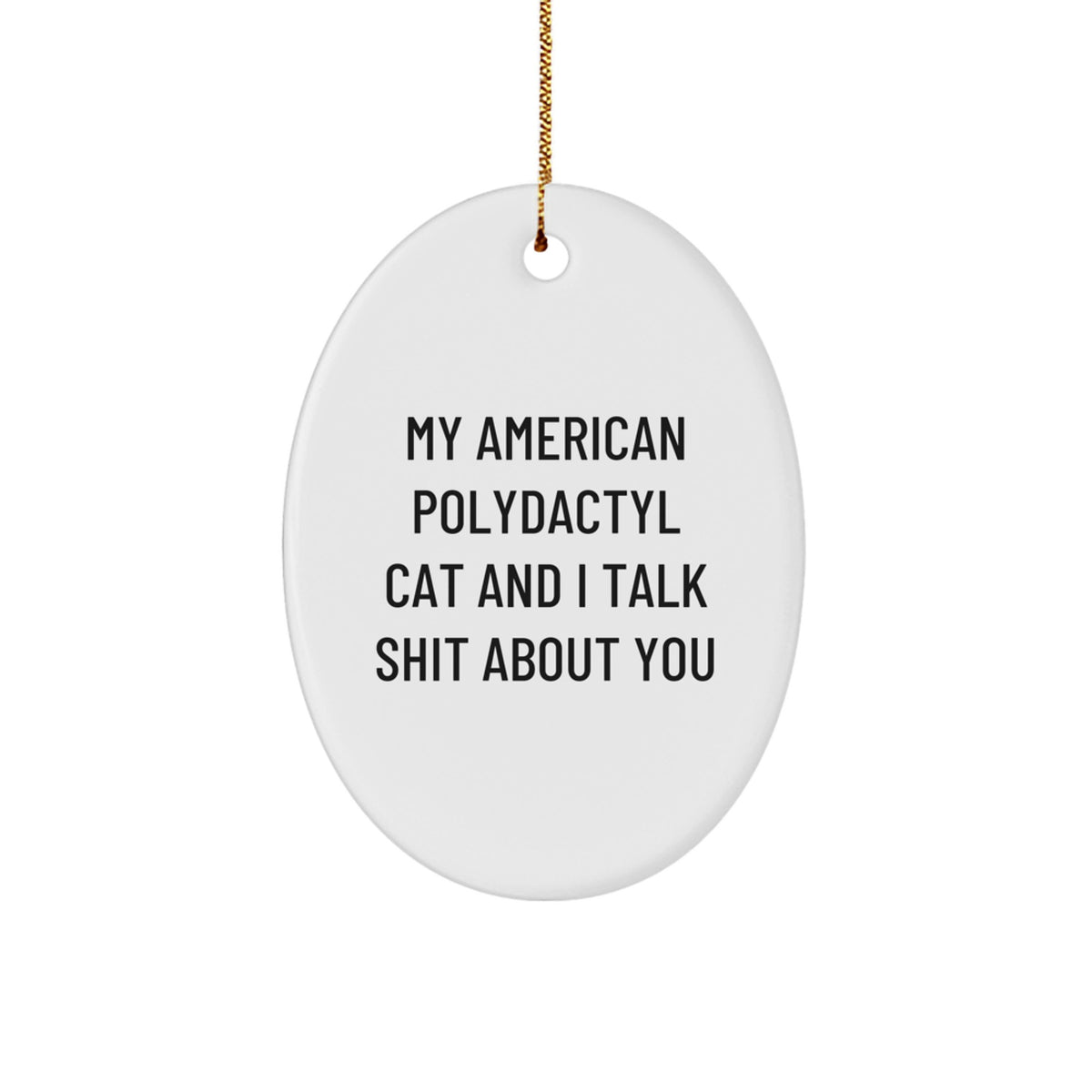 Christmas Gift Oval Ornament for Her Present – American Polydactyl Cat - Image 1